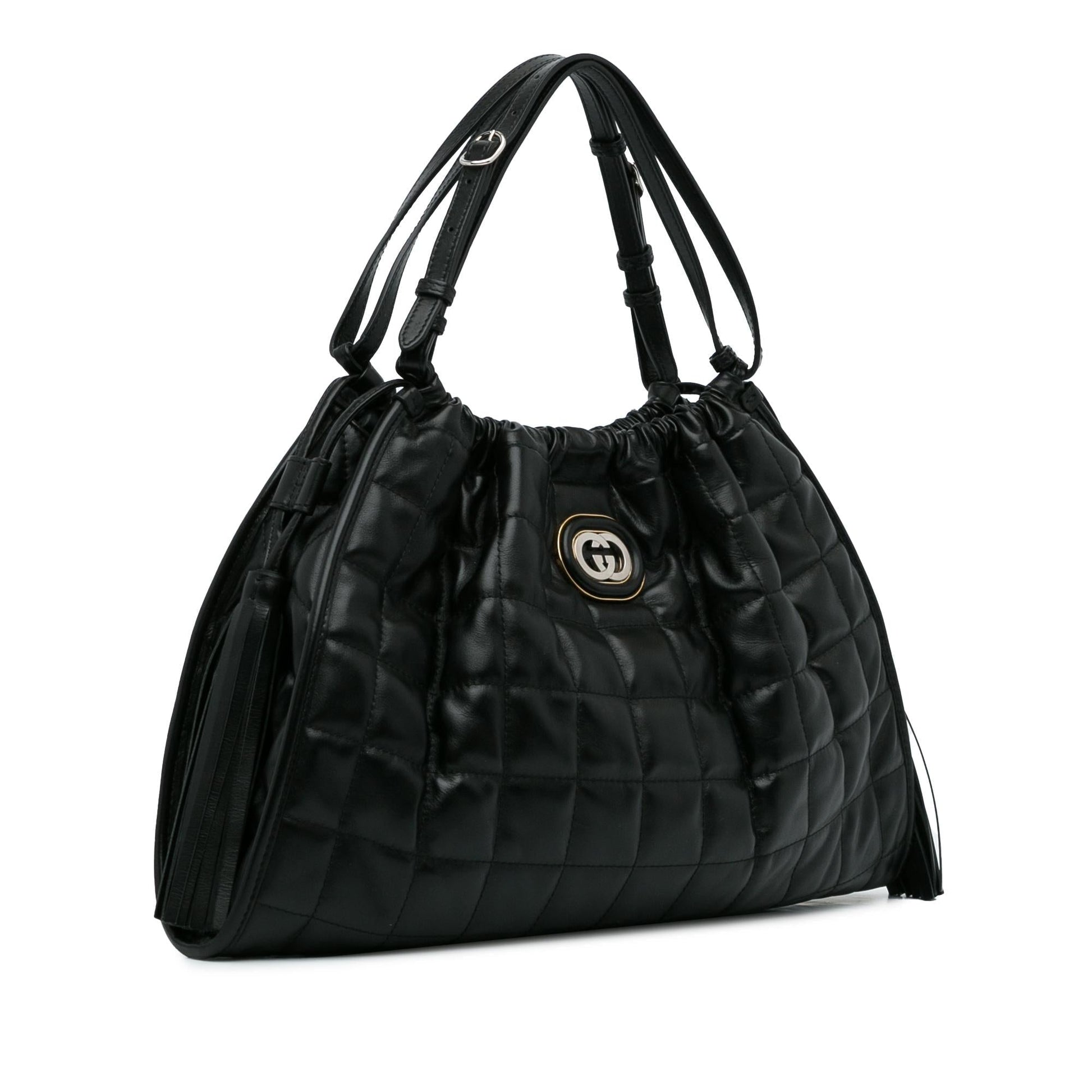 Gucci Deco SHG-pz2Evl Calf Black Medium Satchel Bag