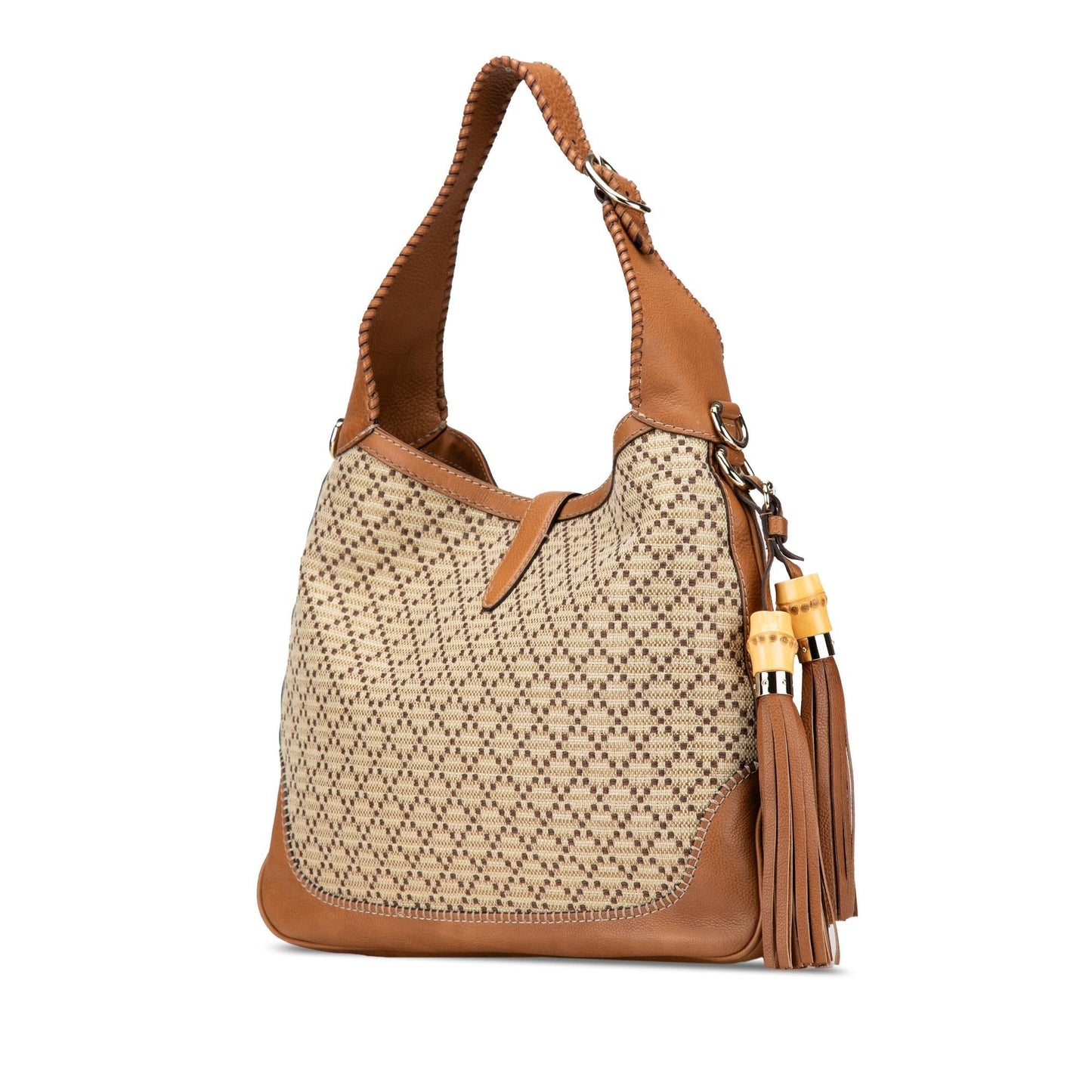 Gucci Diamante New Jackie SHG-dVxme5 Canvas Calf Brown Medium Satchel Bag