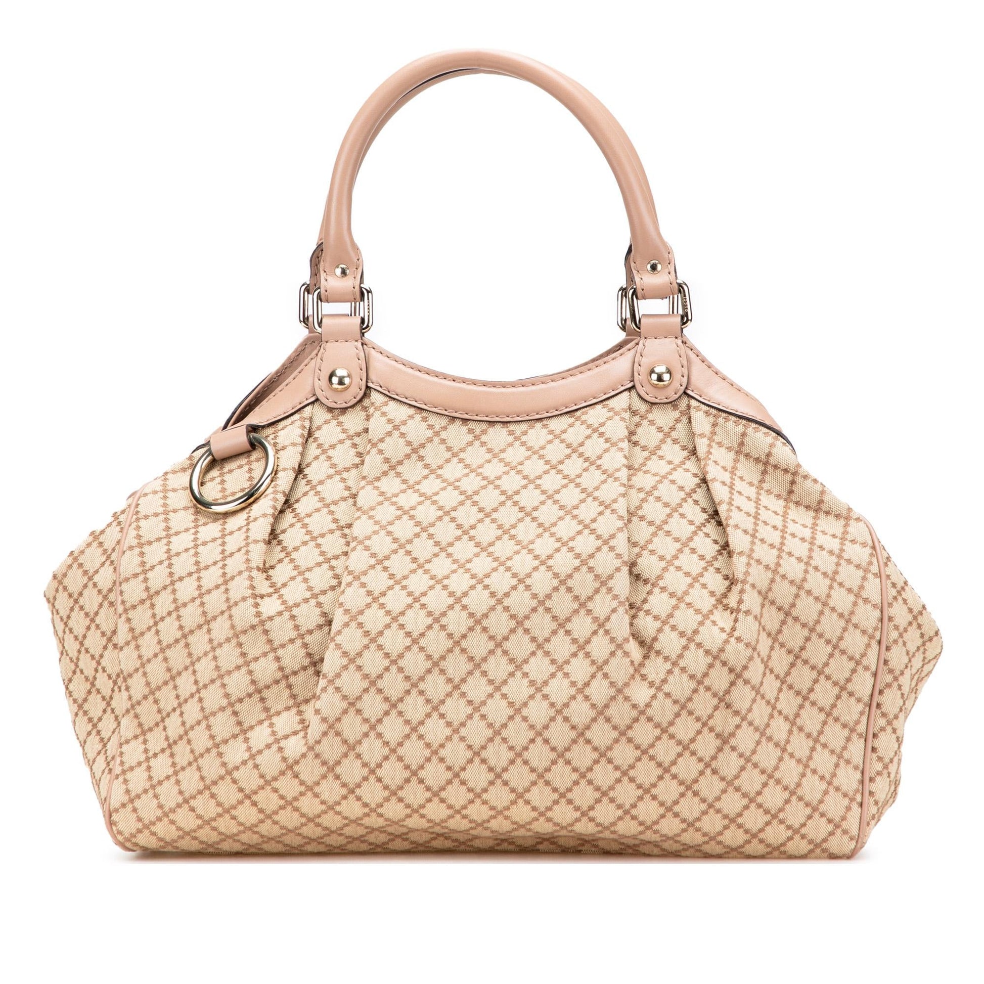 Gucci Diamante Sukey Canvas Calf Brown Medium Tote Bag