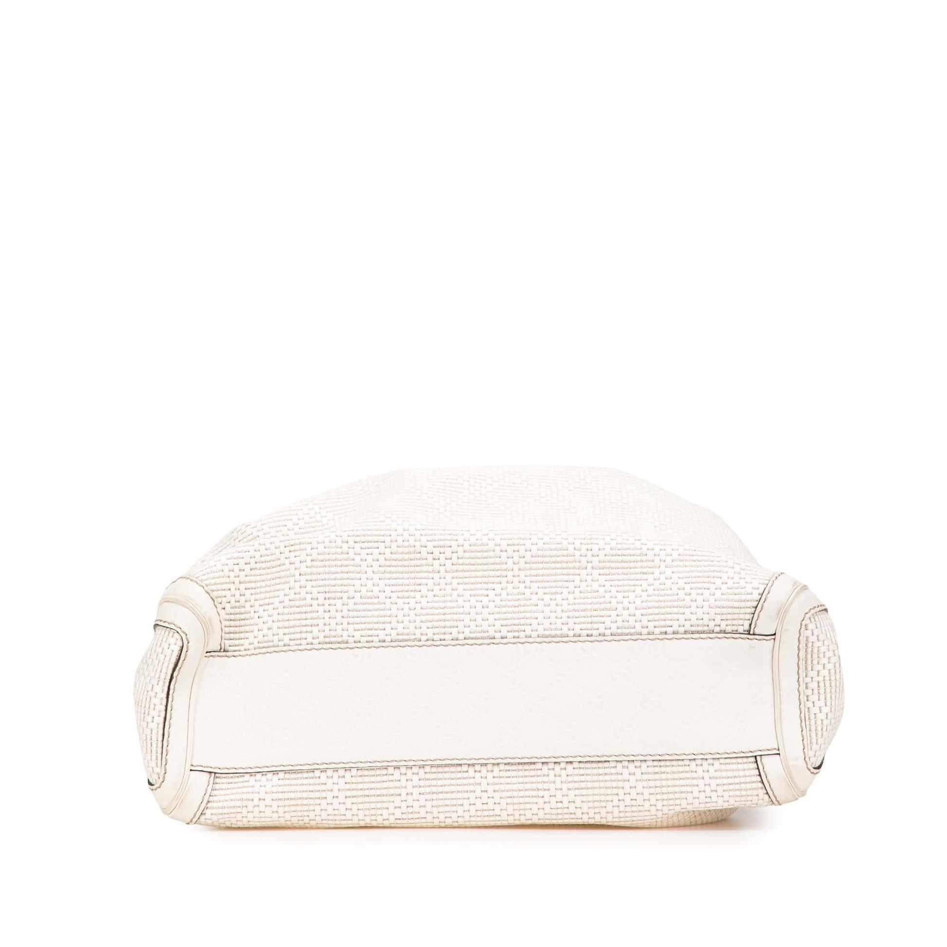Gucci Diamante Sukey Raffia Calf White Medium Tote Bag