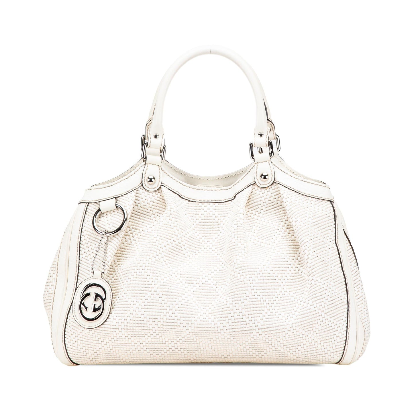Gucci Diamante Sukey Raffia Calf White Medium Tote Bag Tote 1