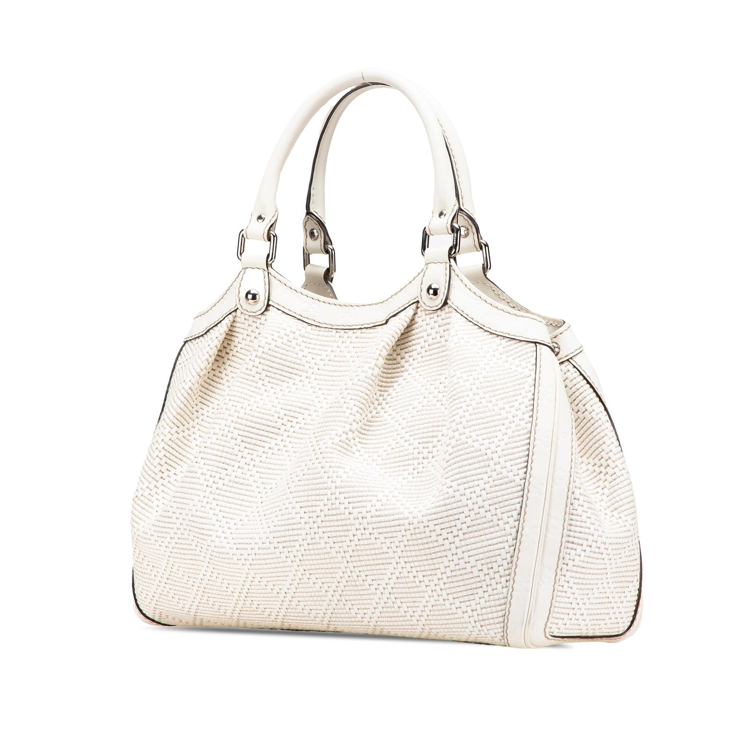 Gucci Diamante Sukey Raffia Calf White Medium Tote Bag Tote 1