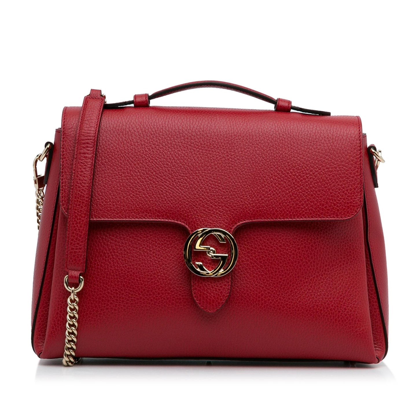 Gucci Dollar Interlocking G SHG-AMhH0L Calf Red Medium Satchel Bag