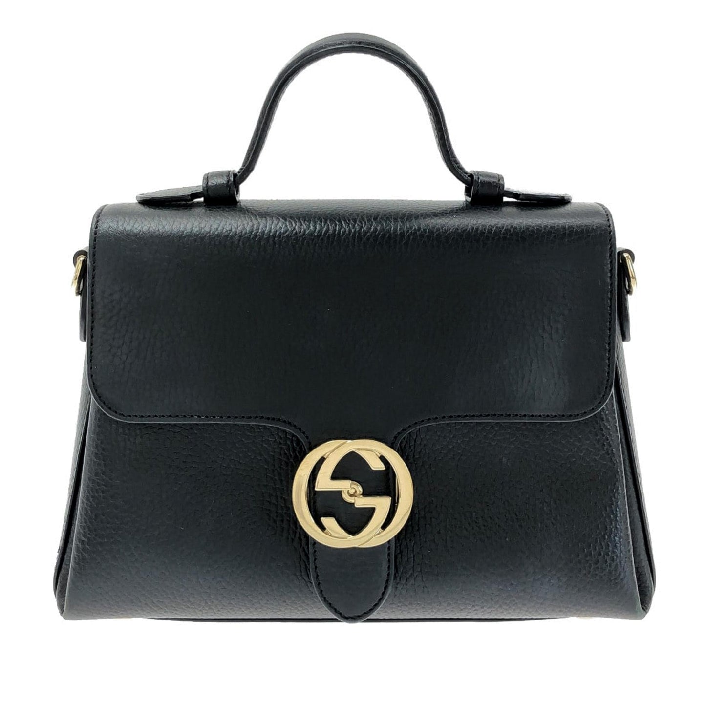 Gucci Dollar Interlocking G SHG-q6A9lp Calf Black Medium Satchel Bag