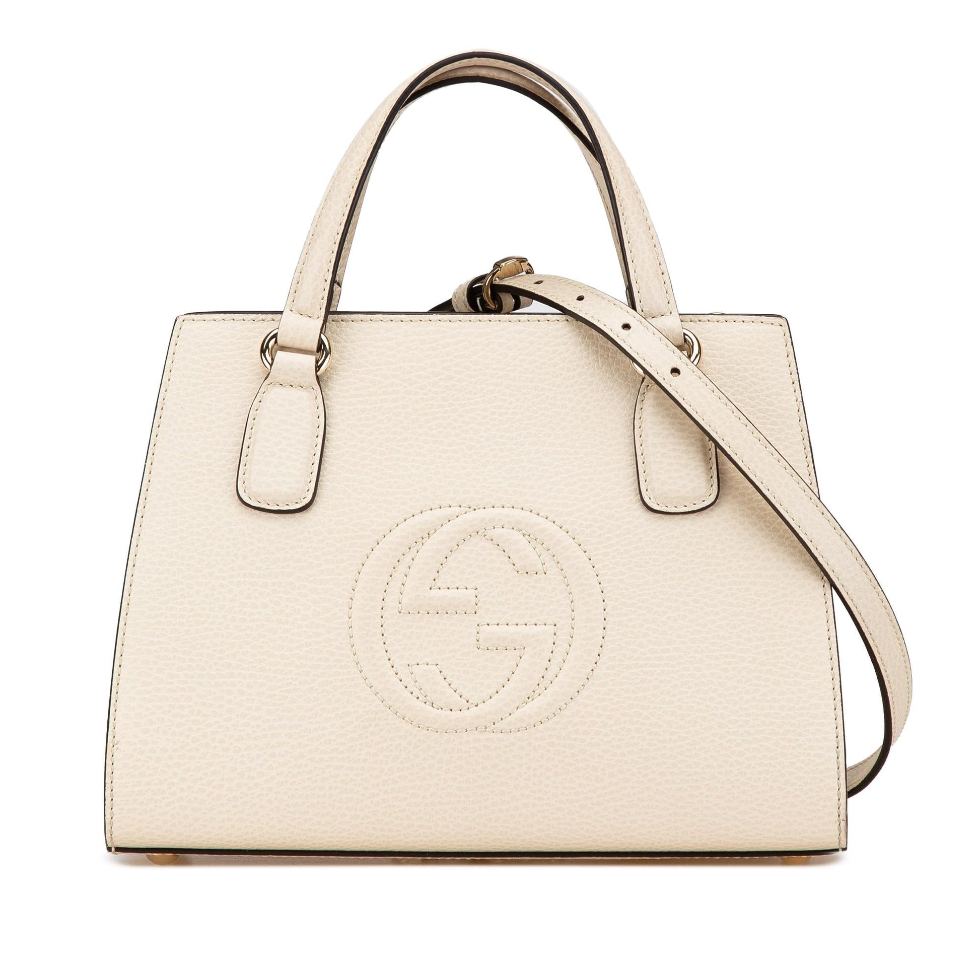 Gucci Dollar Soho Calf White Medium Satchel Bag