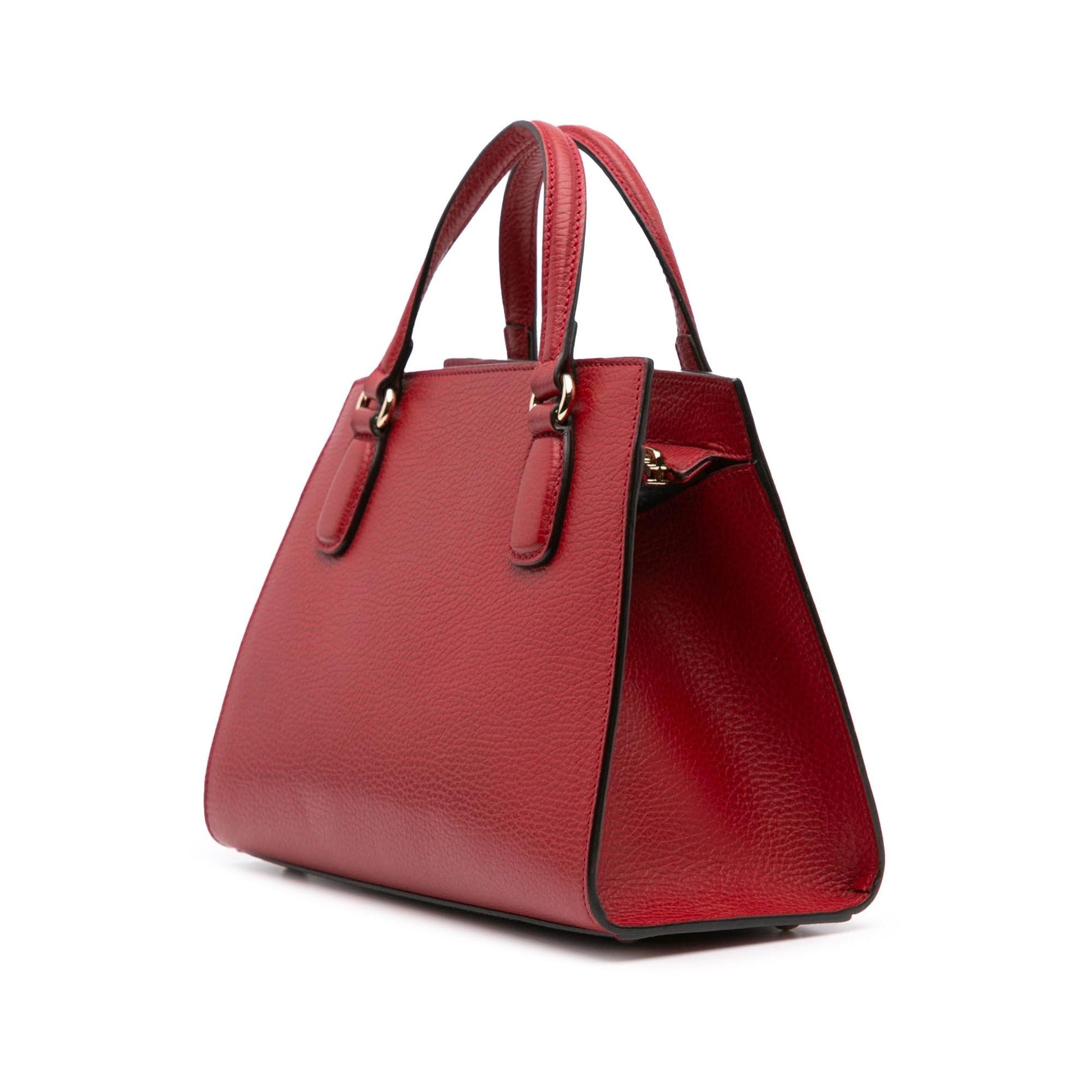 Gucci Dollar Soho Convertible Calf Red Medium Top Handle Tote Bag