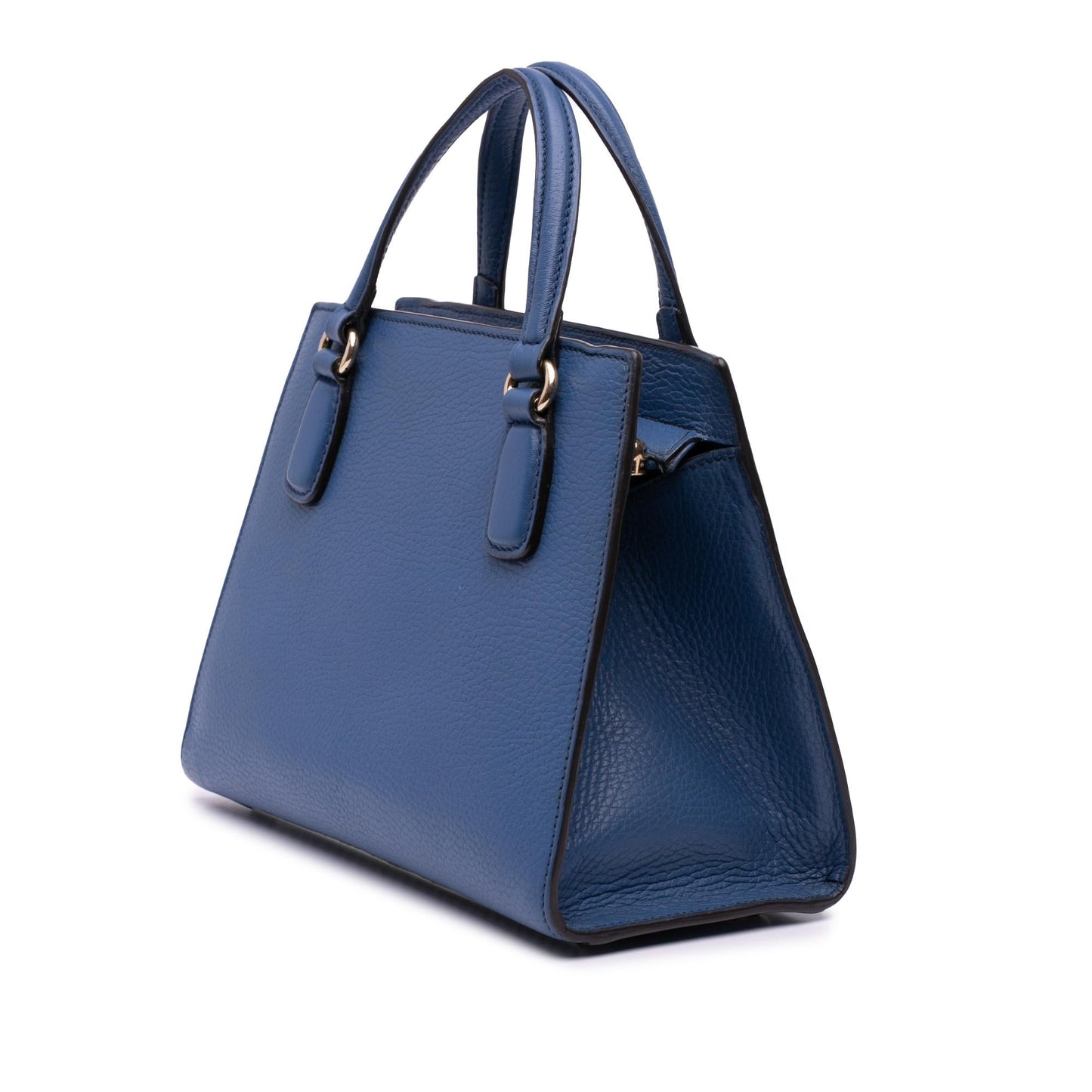 Gucci Dollar Soho Convertible Calf Blue Medium Top Handle Tote Bag