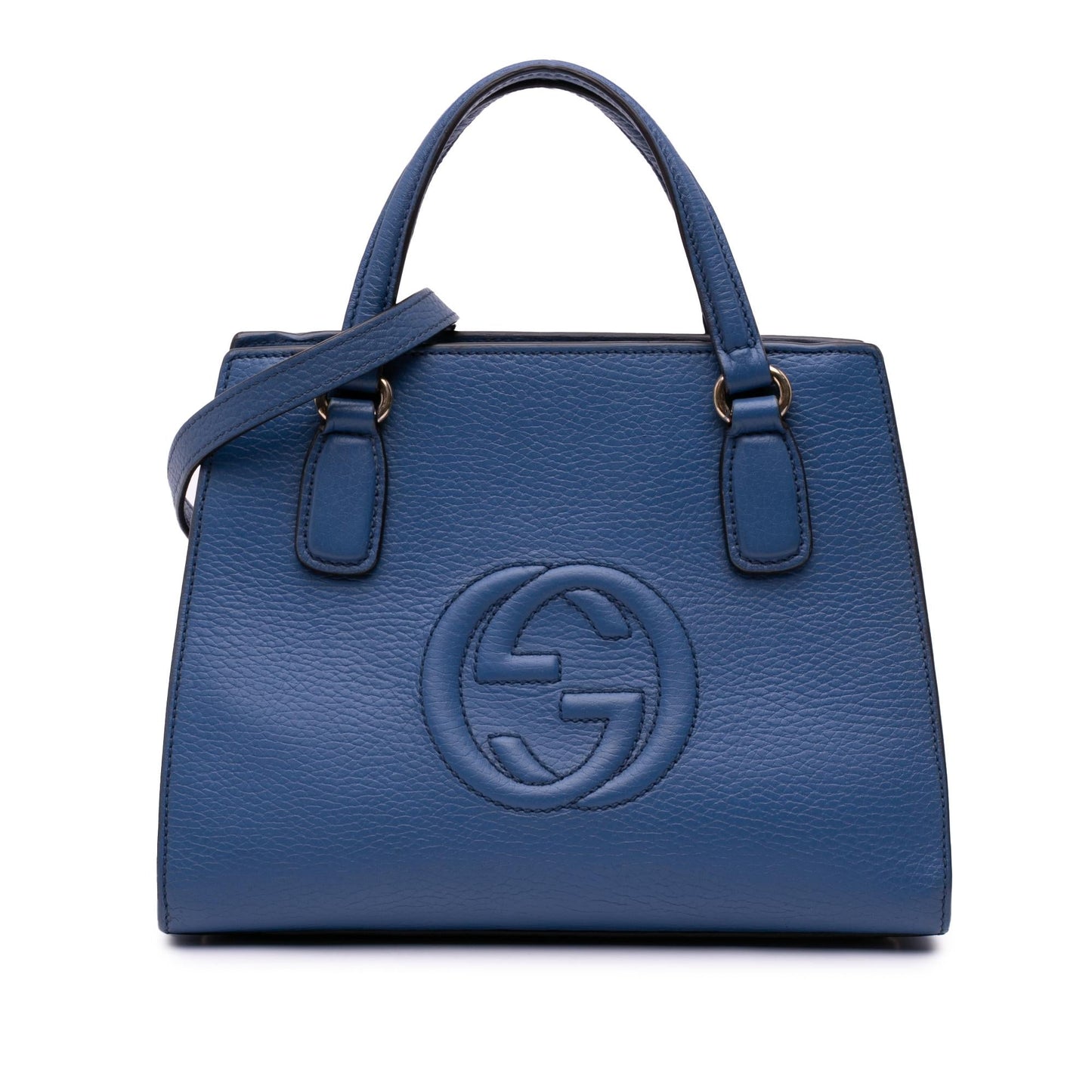 Gucci Dollar Soho Convertible Calf Blue Medium Top Handle Tote Bag Tote 2
