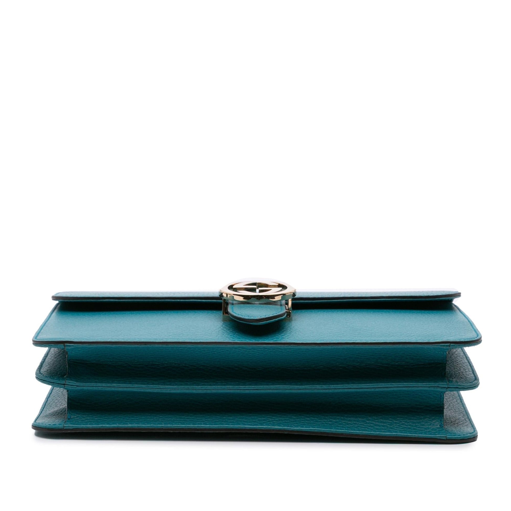 Gucci Dollar Interlocking G Calf Calfskin Blue Medium Crossbody Bag G Crossbody
