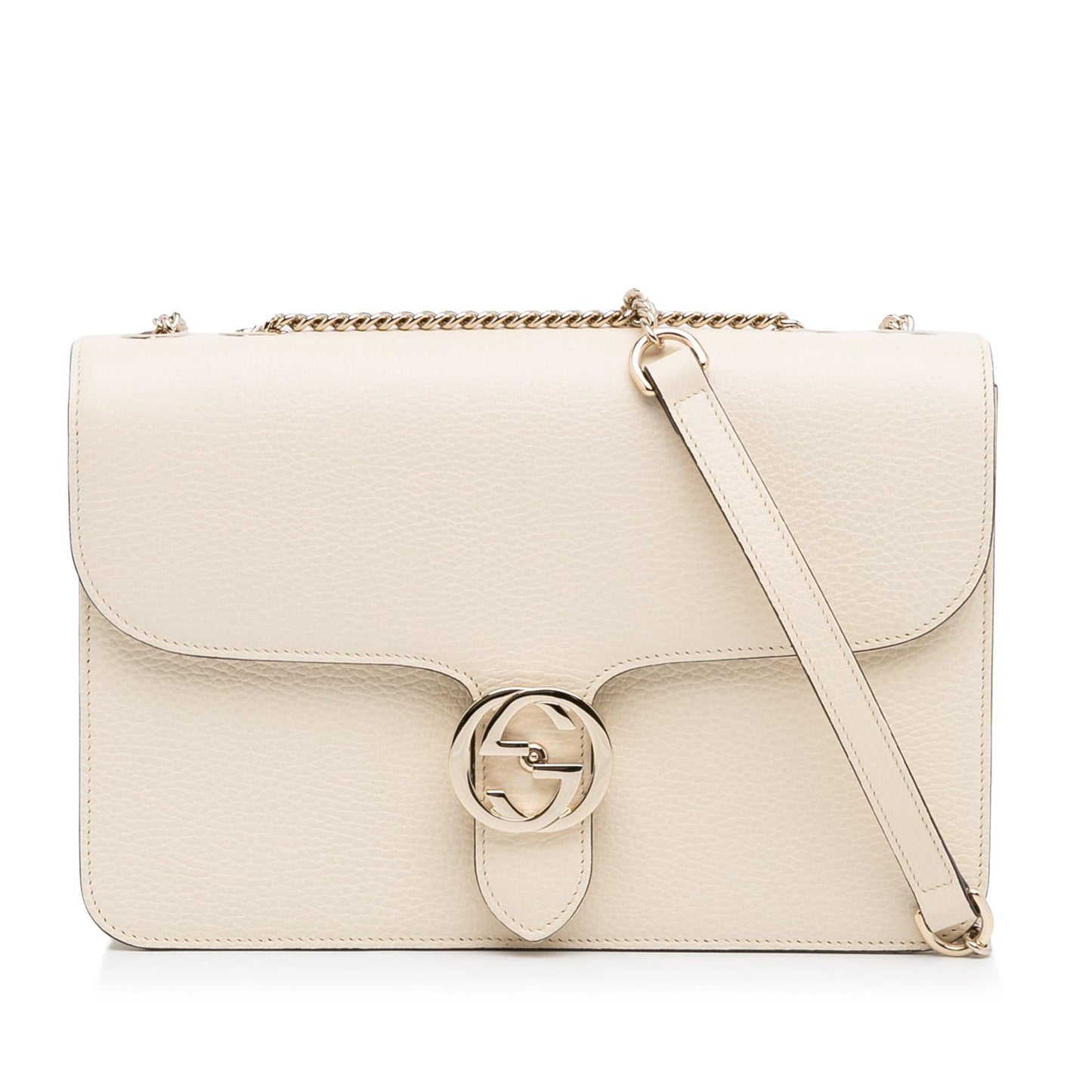 Gucci Dollar Interlocking G SHG-3QTUEt Calf White Medium Crossbody Bag