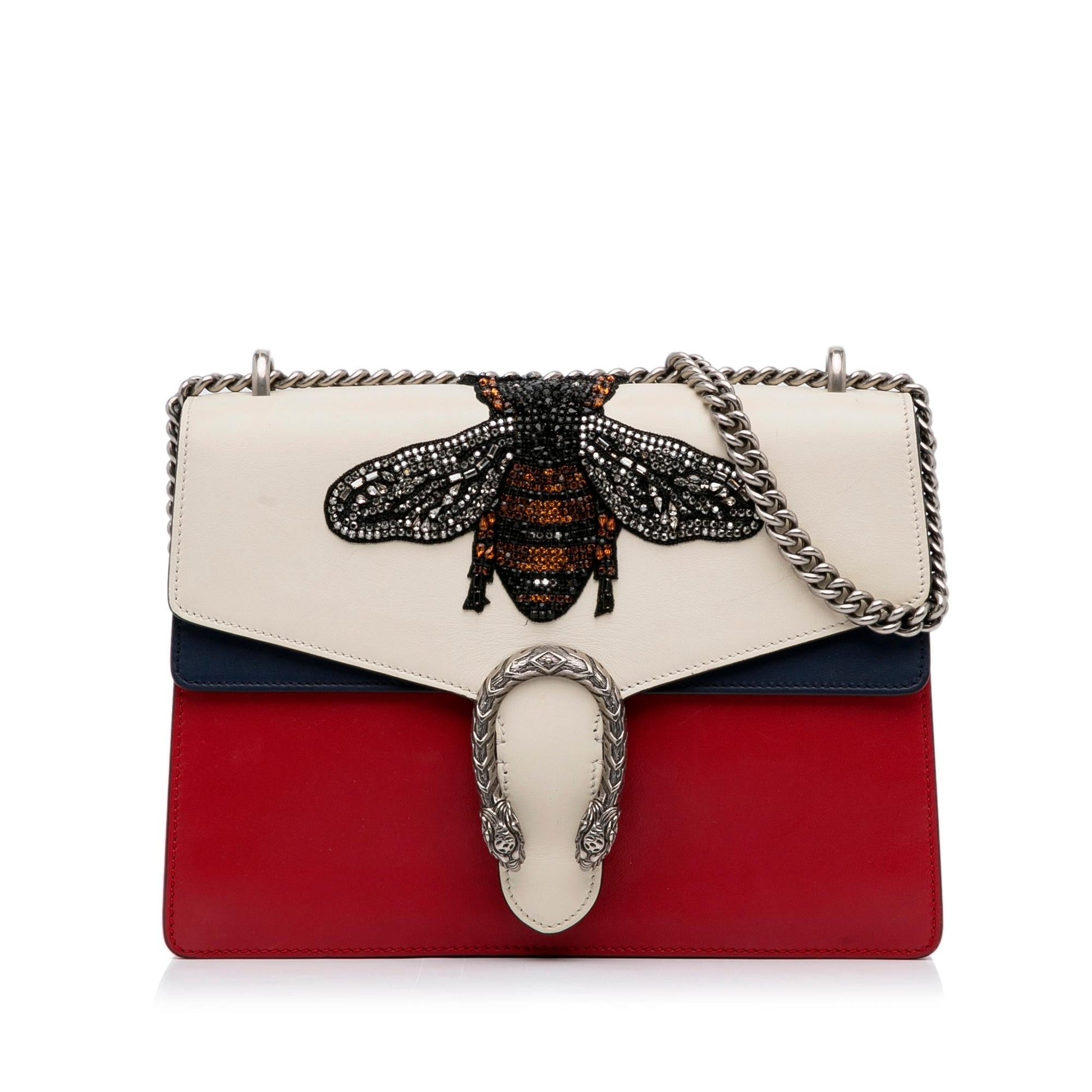 Gucci Embellished Bee Dionysus SHG-VKbgfx Calf White Medium Shoulder Bag