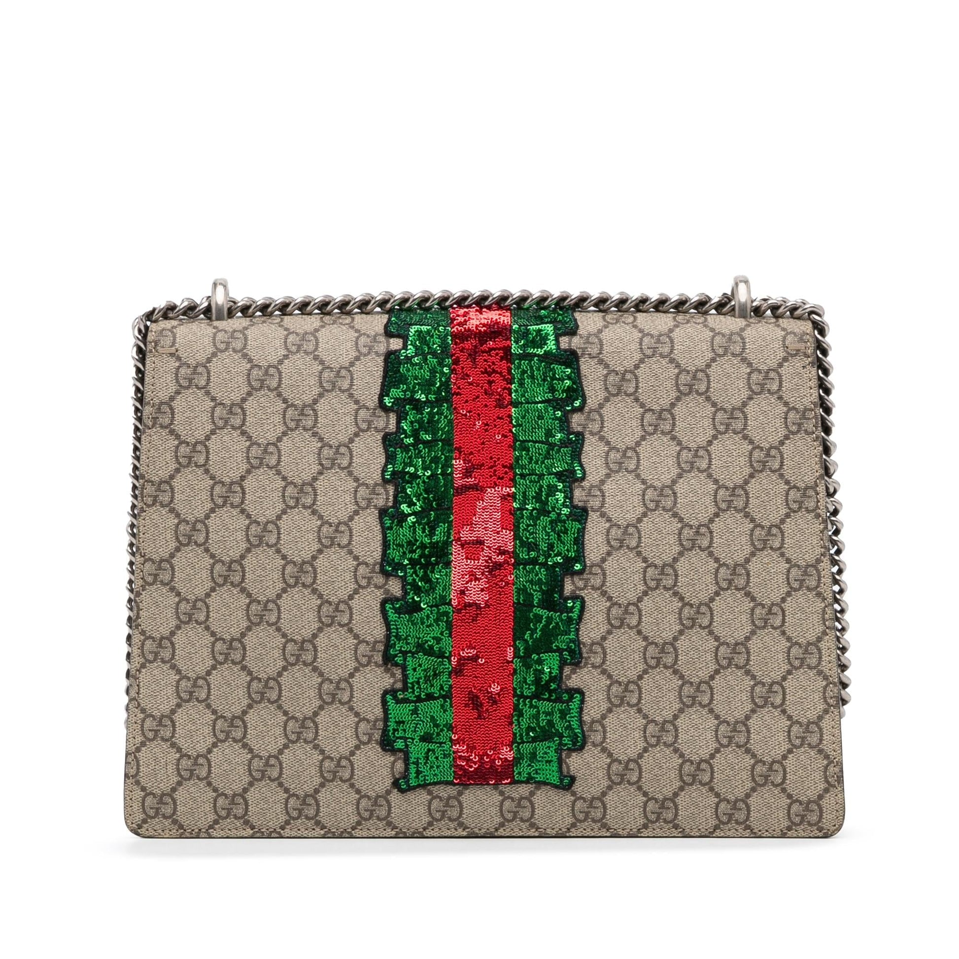 Gucci Embellished GG Supreme Dionysus SHG-lkC3tu Canvas Brown Medium Shoulder Bag