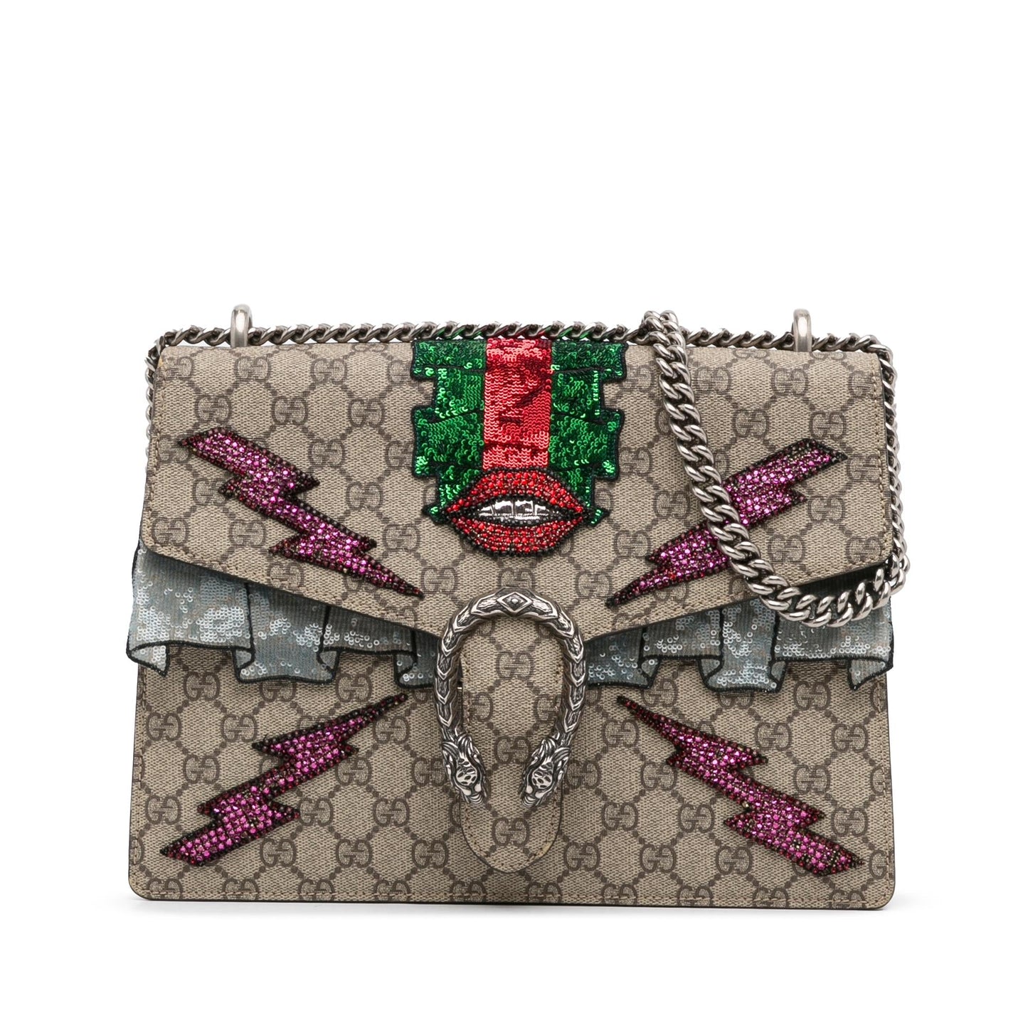 Gucci Embellished GG Supreme Dionysus SHG-lkC3tu Canvas Brown Medium Shoulder Bag