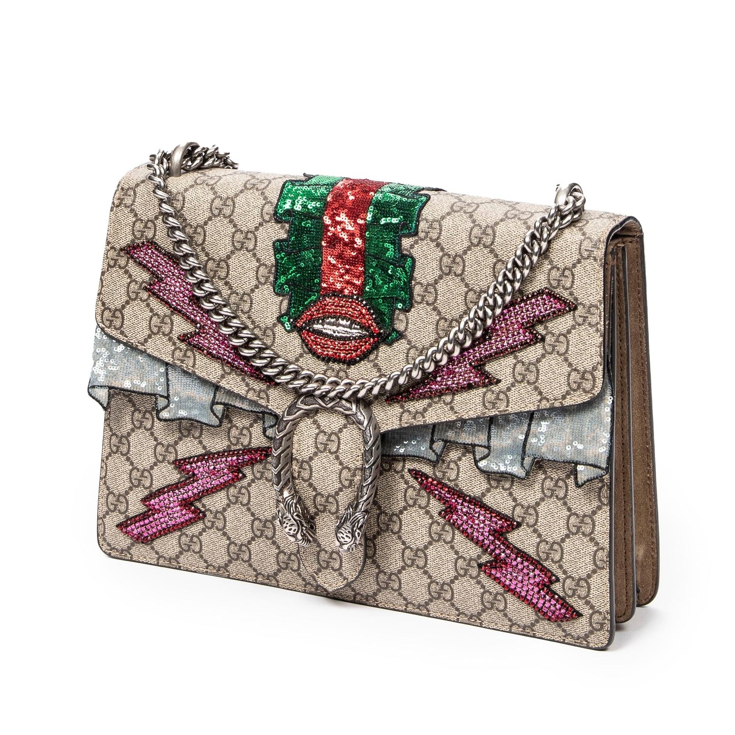 Gucci Embellished GG Supreme Dionysus SHG-jB9ofC Canvas Brown Medium Shoulder Bag