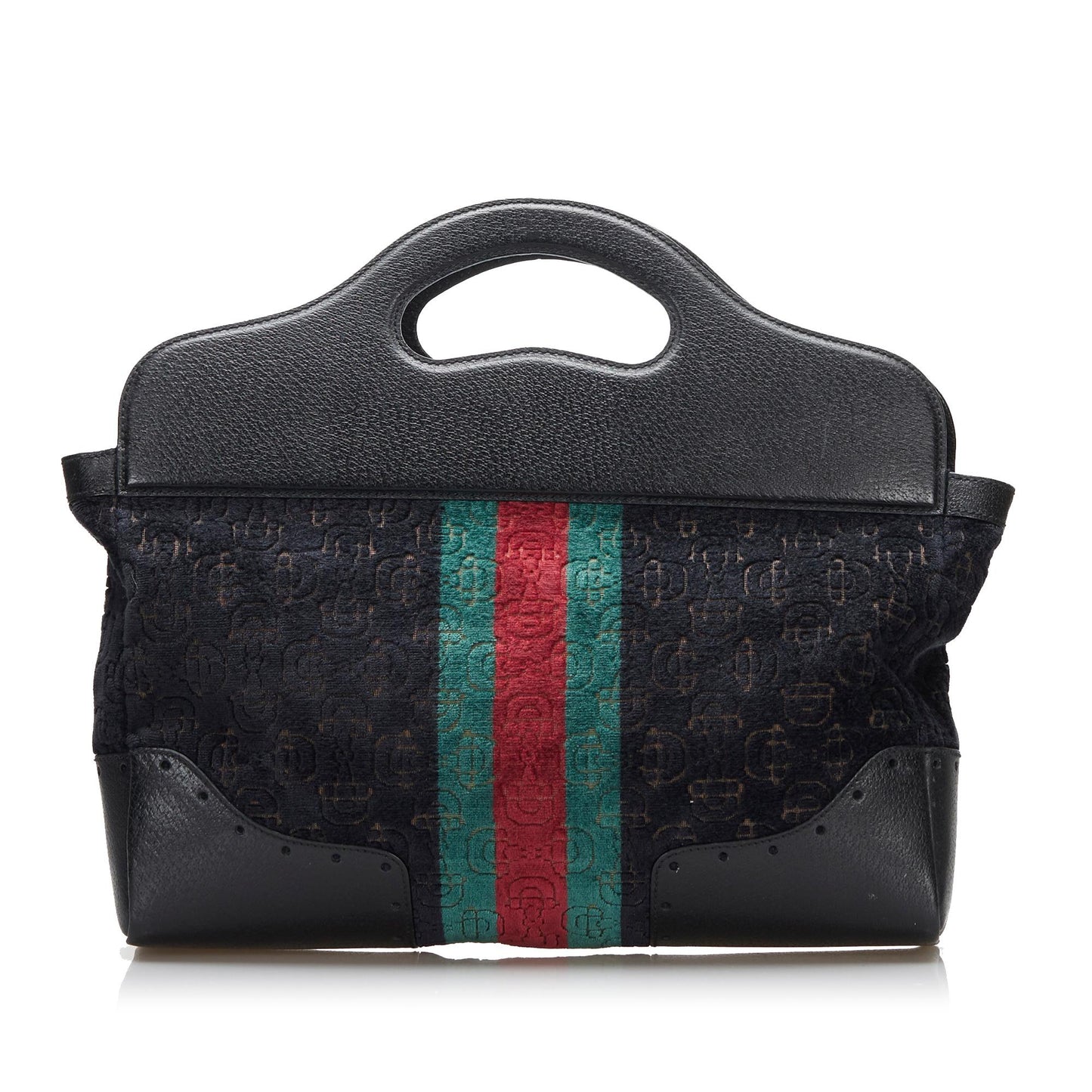 Gucci Embossed Horsebit Velvet Punch SHG-LahSsr Calf Black Medium Tote Bag