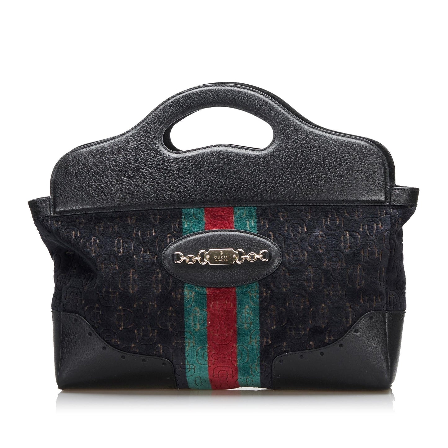 Gucci Embossed Horsebit Velvet Punch SHG-LahSsr Calf Black Medium Tote Bag