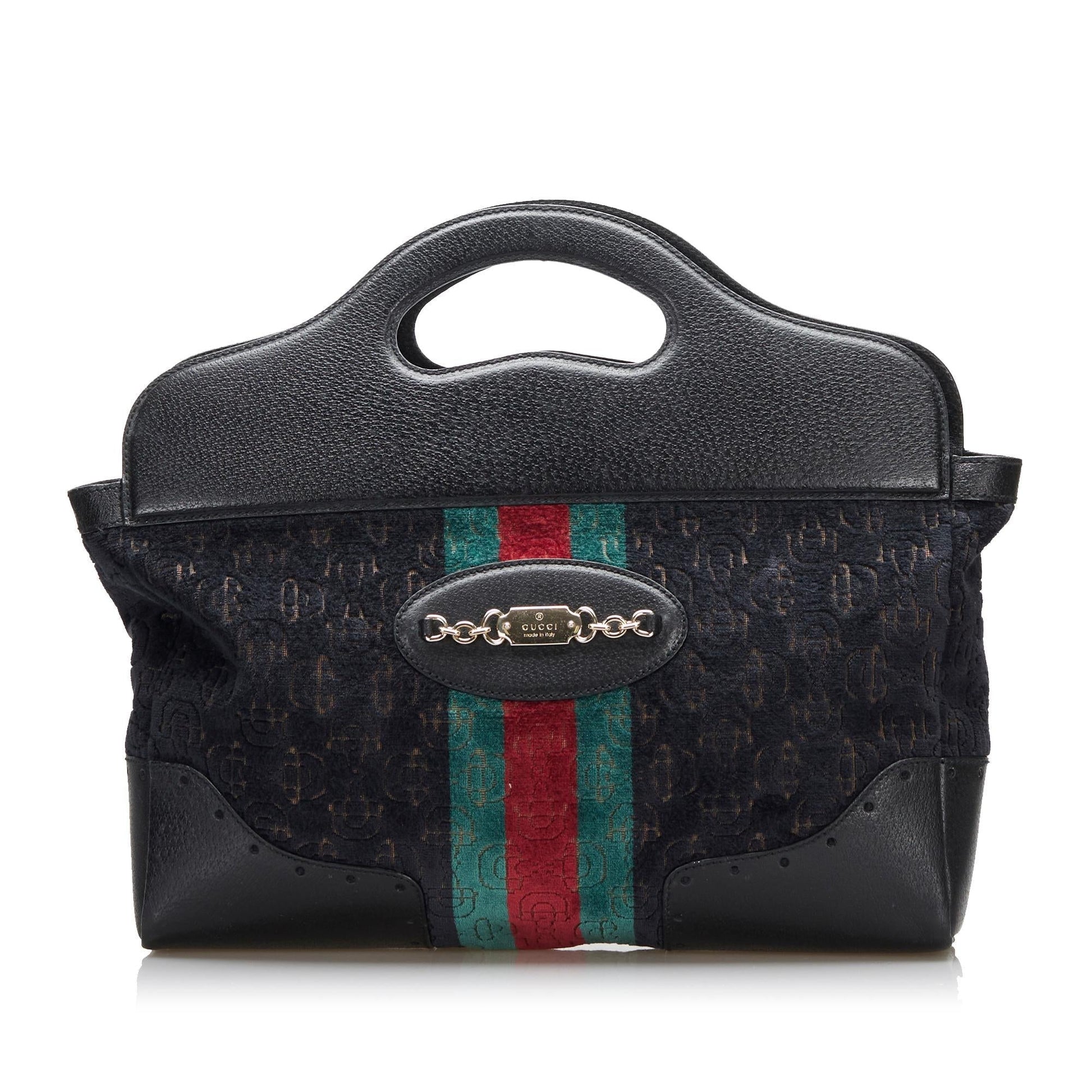 Gucci Embossed Horsebit Velvet Punch SHG-LahSsr Calf Black Medium Tote Bag