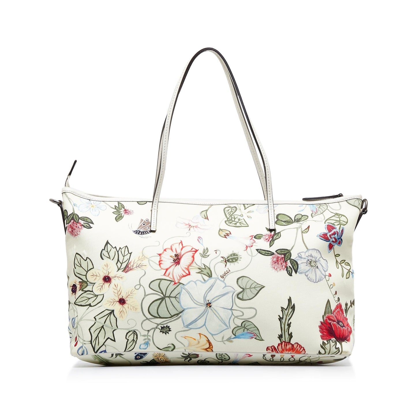 Gucci Flora Knight SHG-ZTAn3a Nylon Calf White Medium Satchel Bag