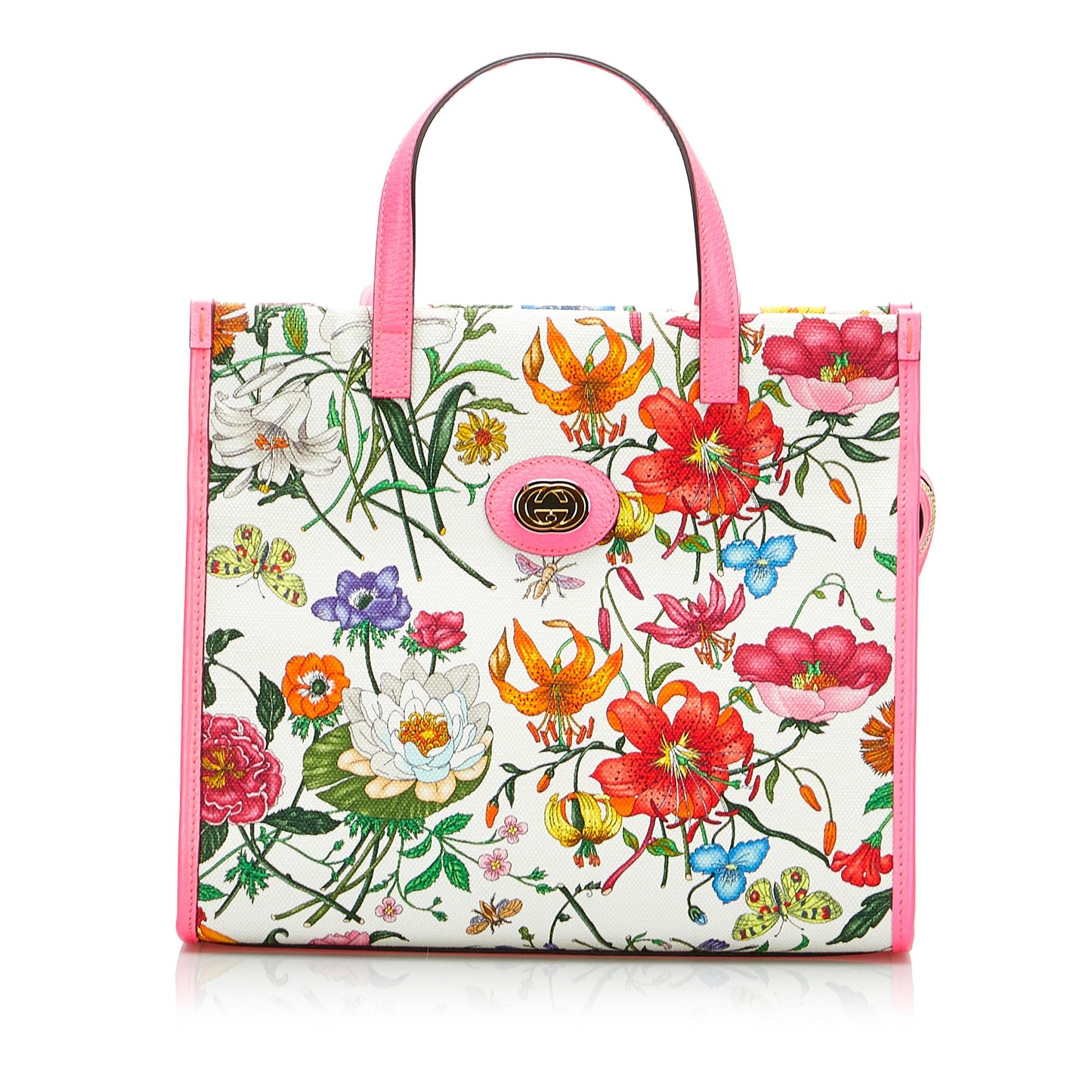 Gucci Flora SHG-ebZ0Dt Canvas Pink Medium Satchel Bag