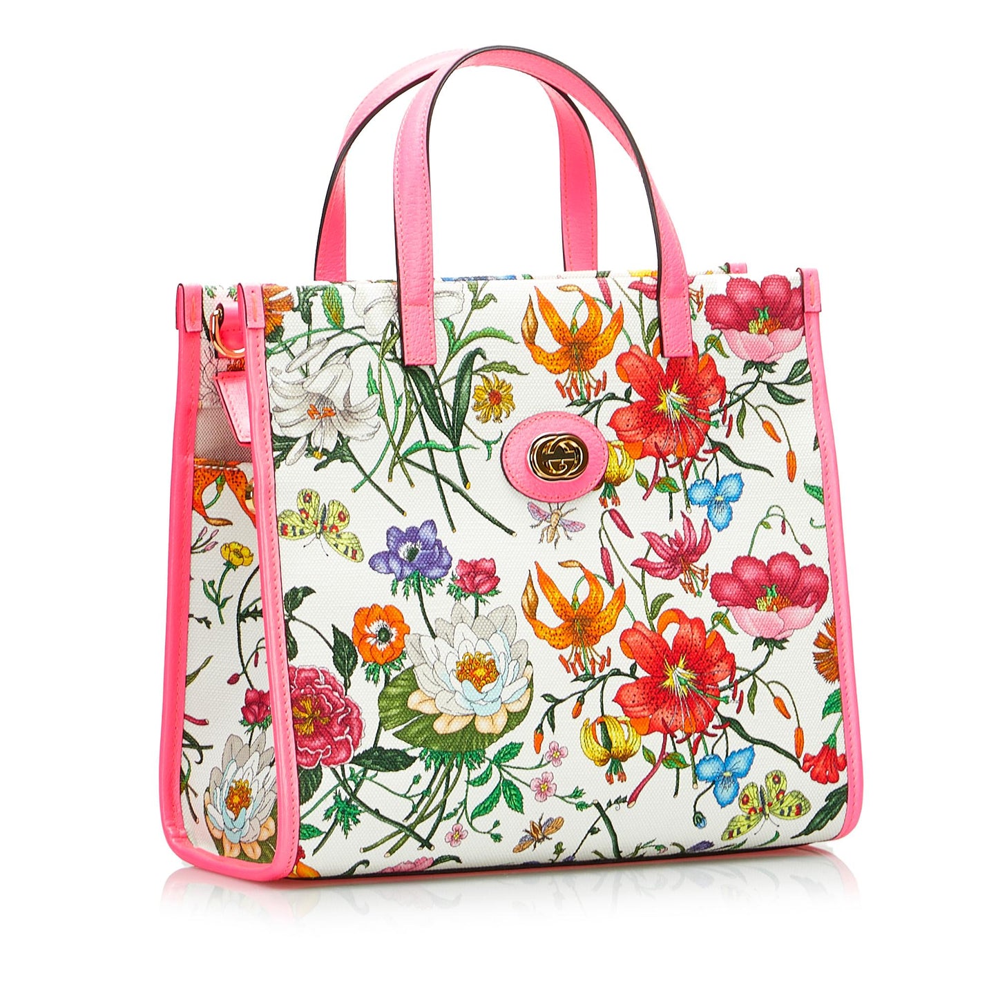 Gucci Flora SHG-ebZ0Dt Canvas Pink Medium Satchel Bag