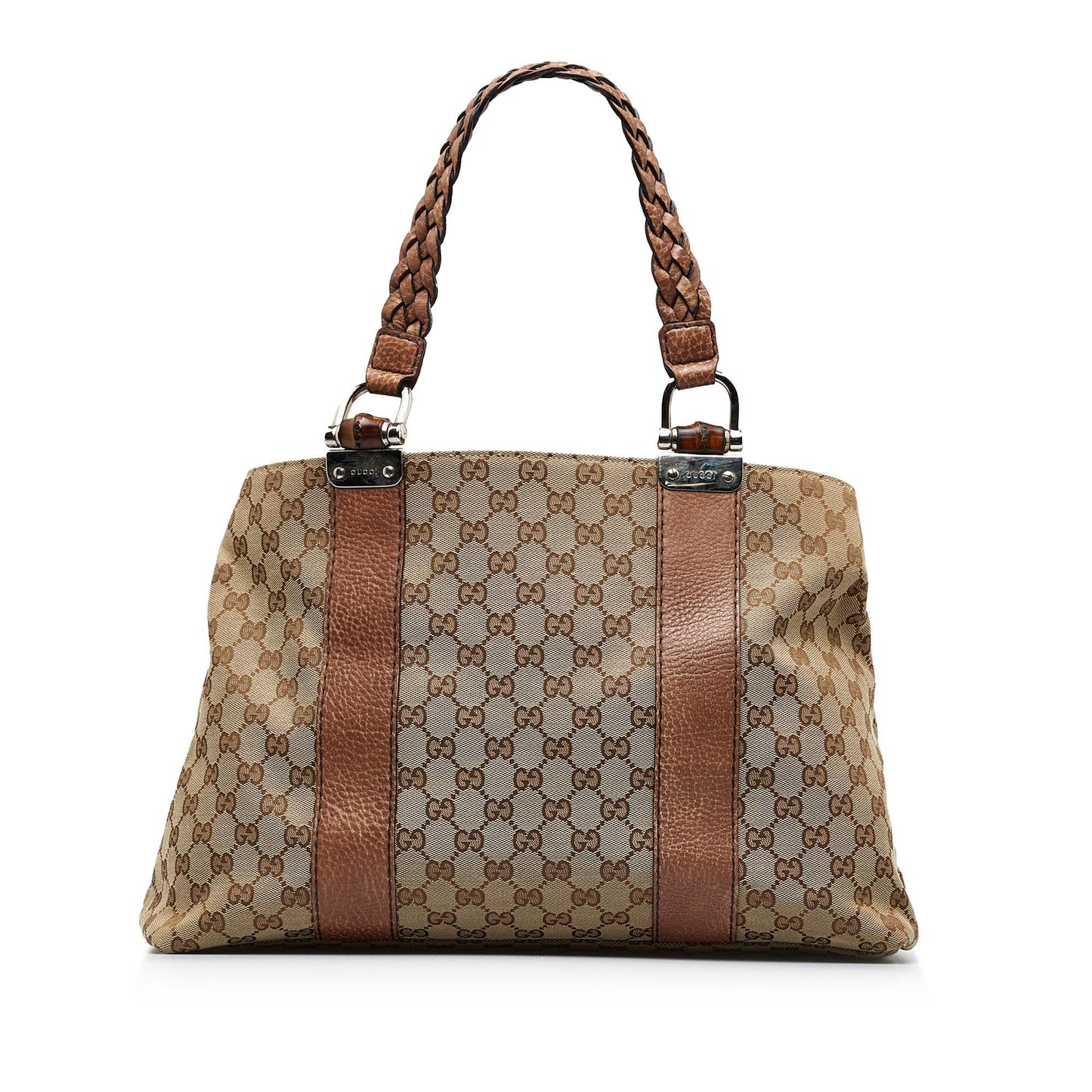 Gucci GG Bamboo Bar SHG-OK721J Canvas Brown Medium Tote Bag
