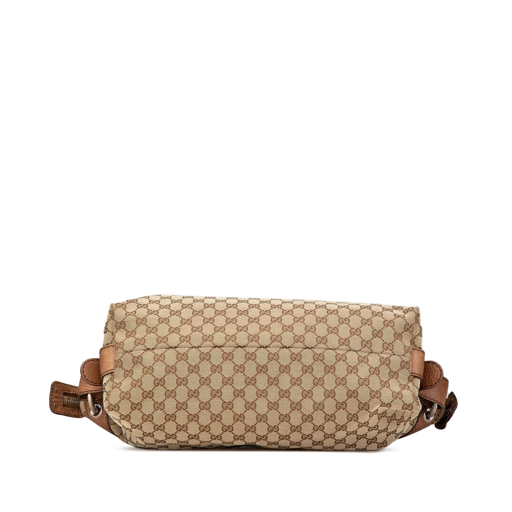 Gucci GG Bamboo Bar Canvas Calf Brown Medium Tote Bag