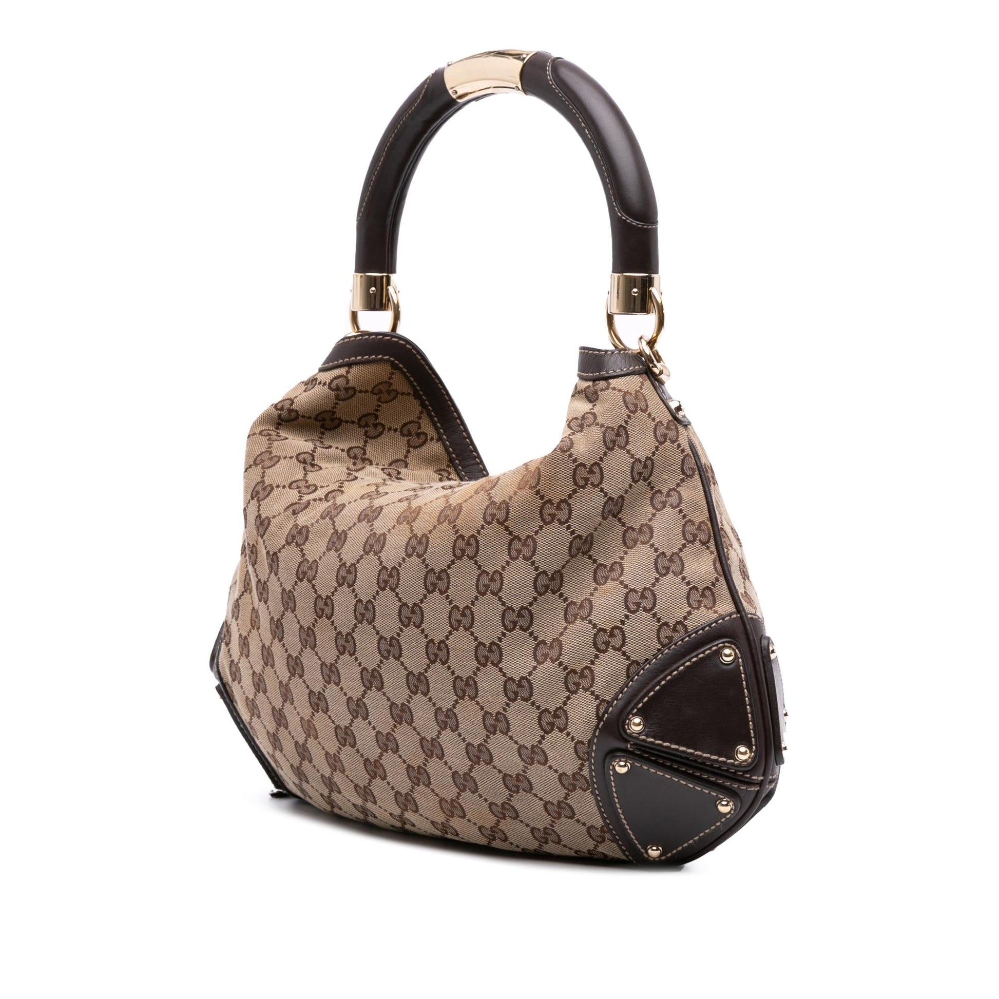 Gucci GG Bamboo Indy Canvas Medium Shoulder Bag Hobo 3