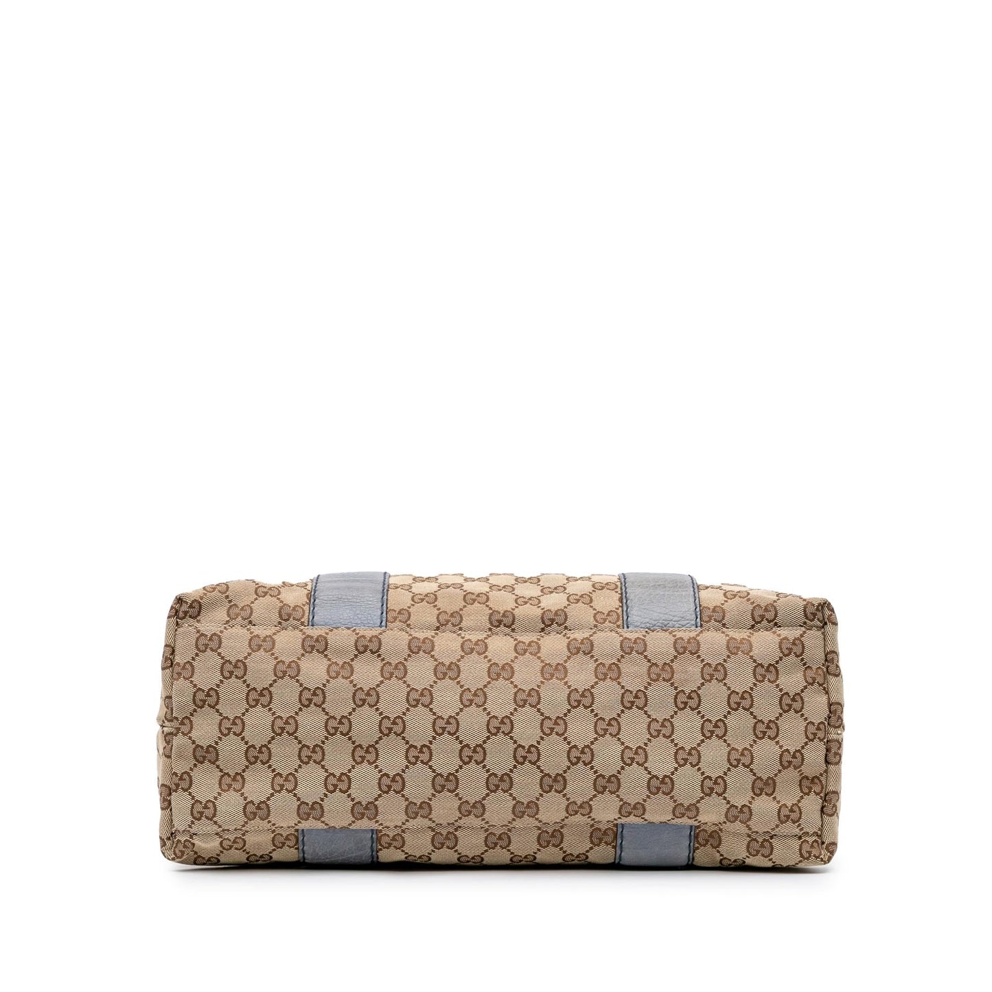 Gucci GG Bamboo Libeccio Canvas Calf Brown Blue Tote Bag