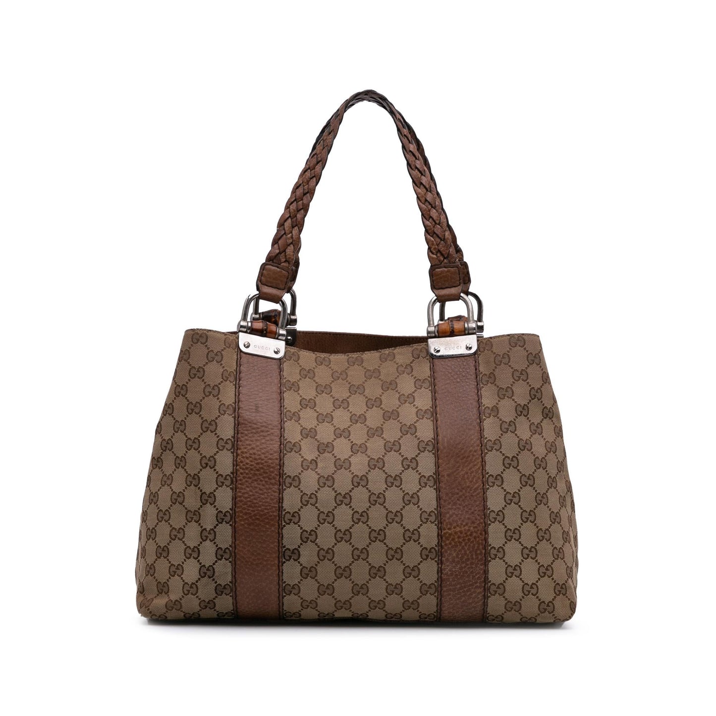 Gucci GG Bamboo Libeccio Canvas Brown Medium Tote Bag