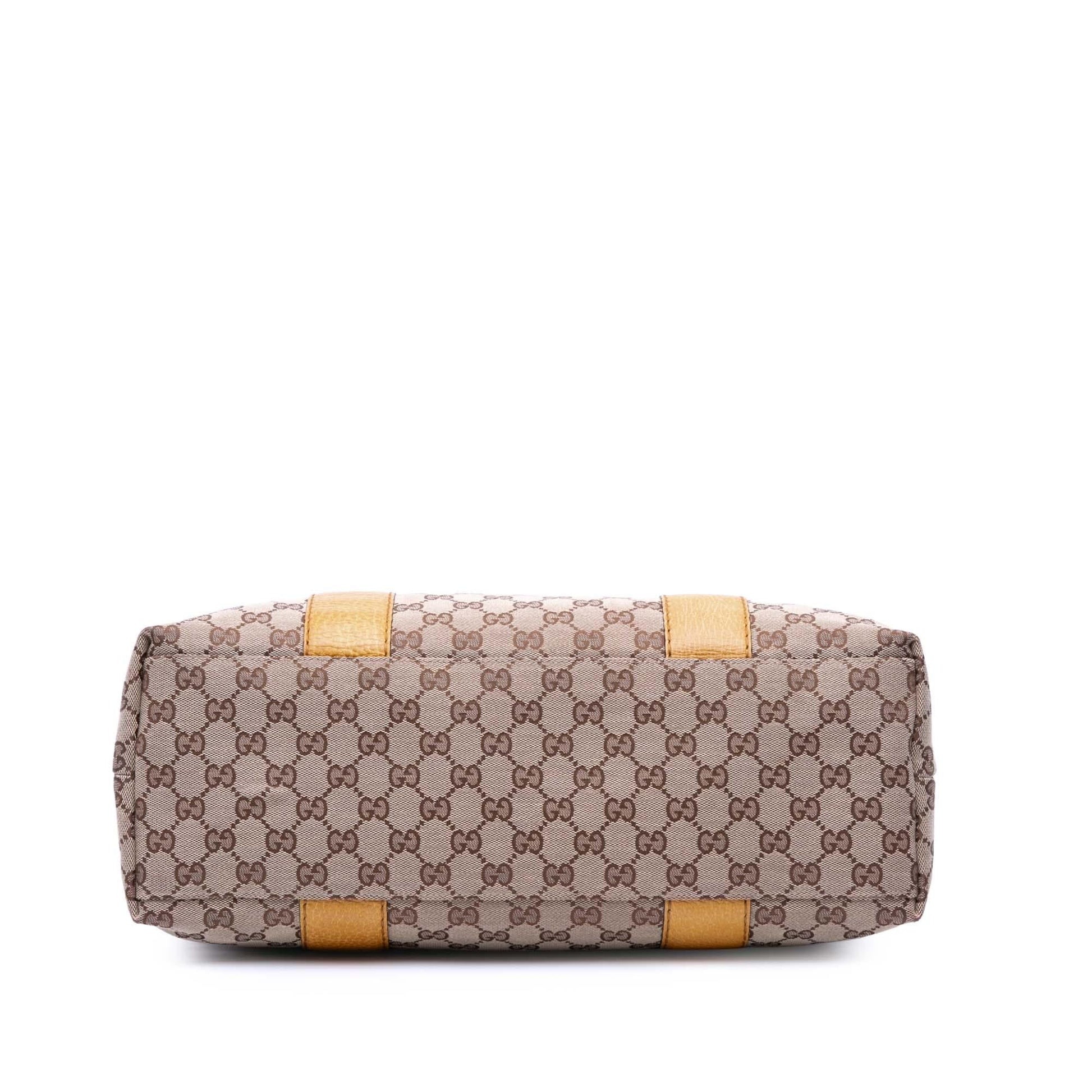 Gucci GG Bamboo Libeccio Canvas Calf Brown Medium Tote Bag
