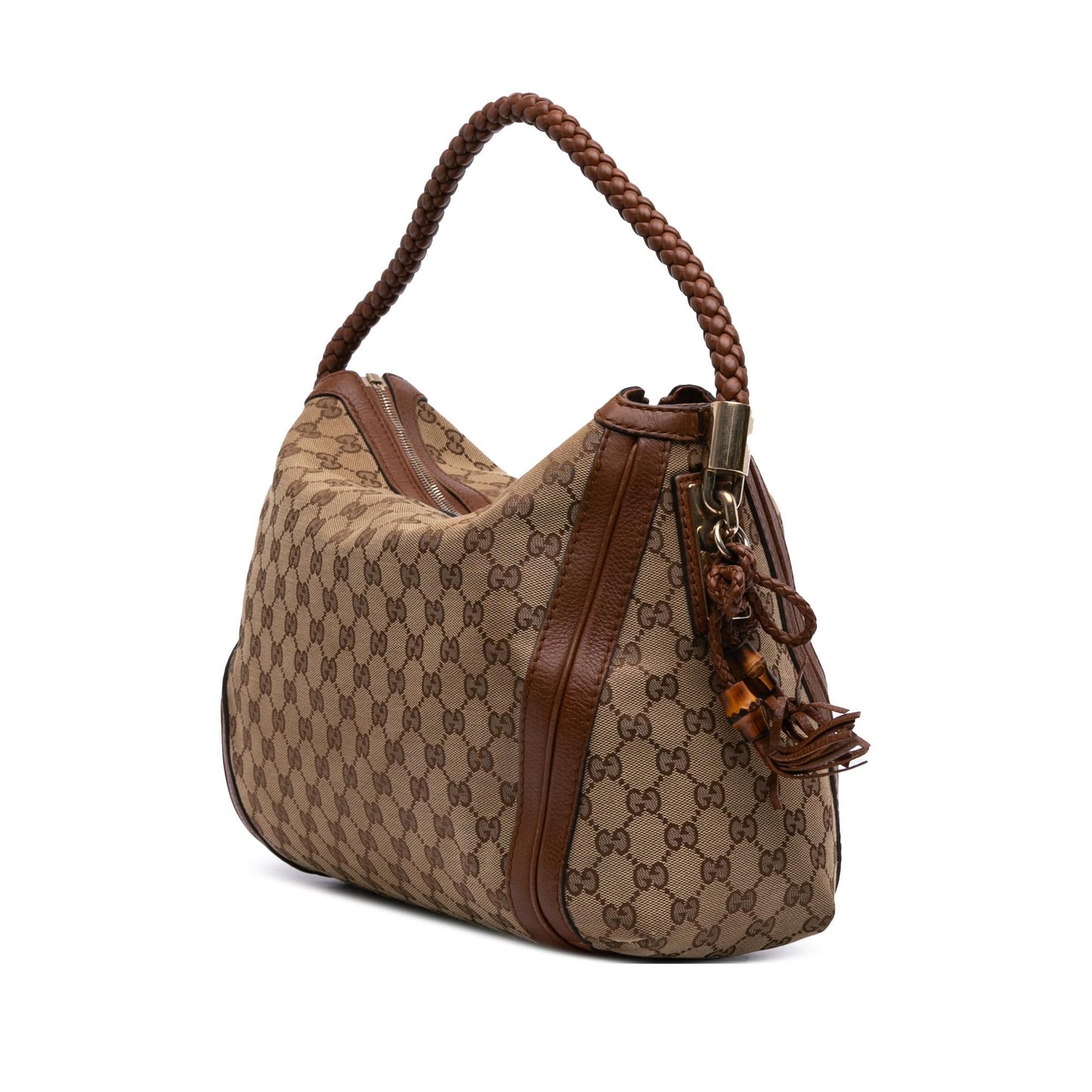 Gucci GG Bella Canvas Calf Brown Medium Shoulder Bag