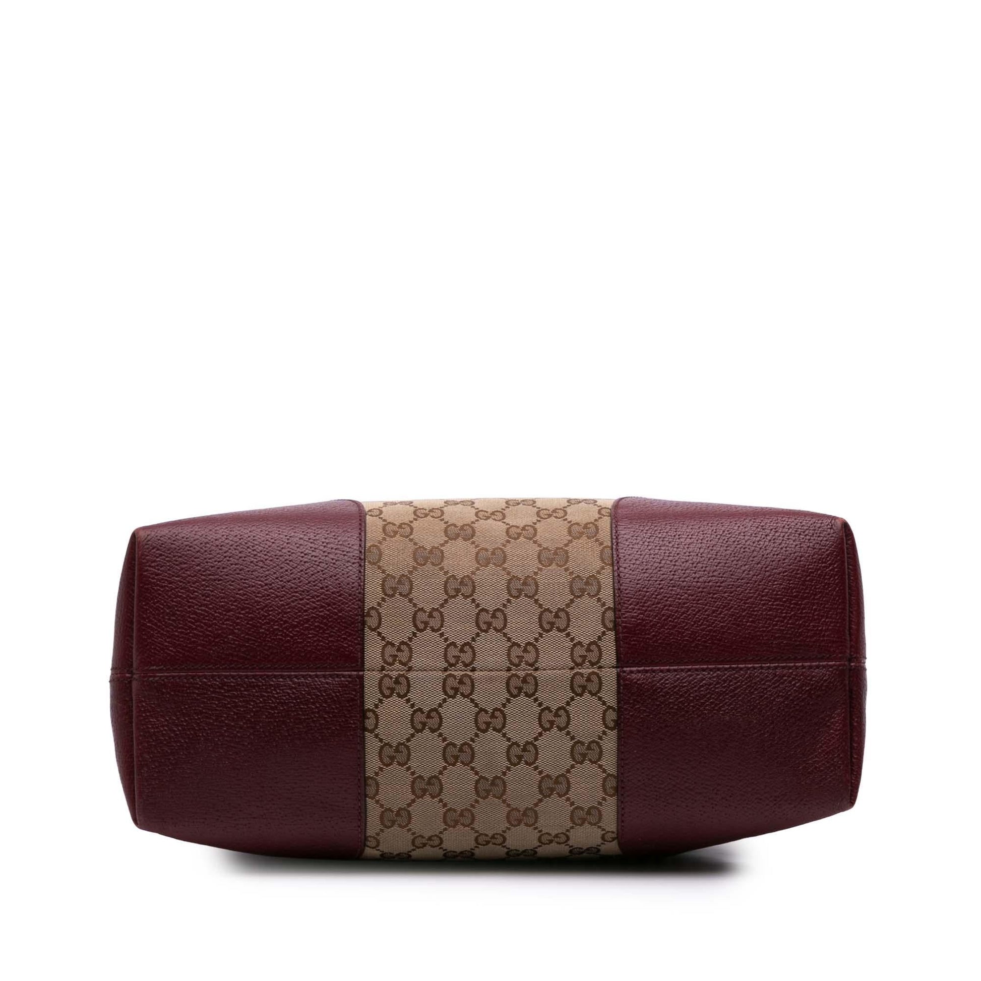 Gucci GG Bree Dome Canvas Calf Brown Medium Tote Bag