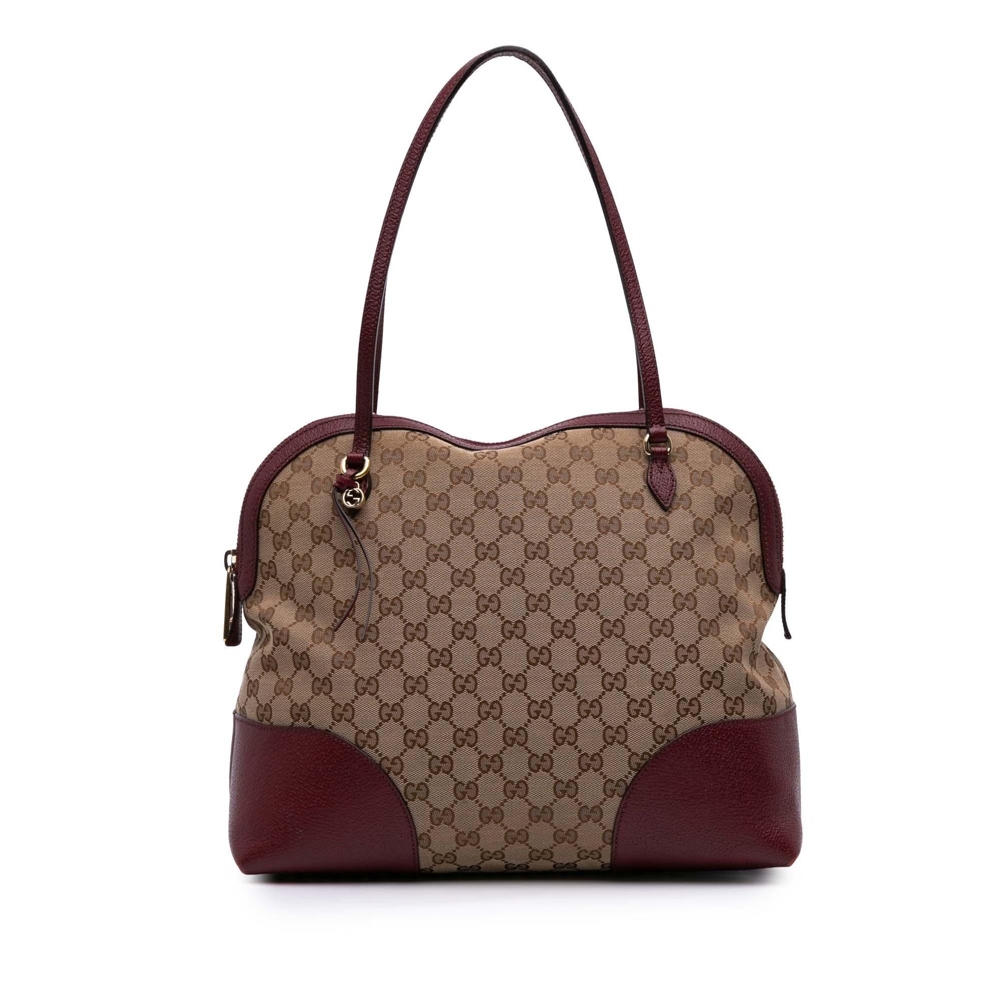 Gucci GG Bree Dome Canvas Calf Brown Medium Tote Bag