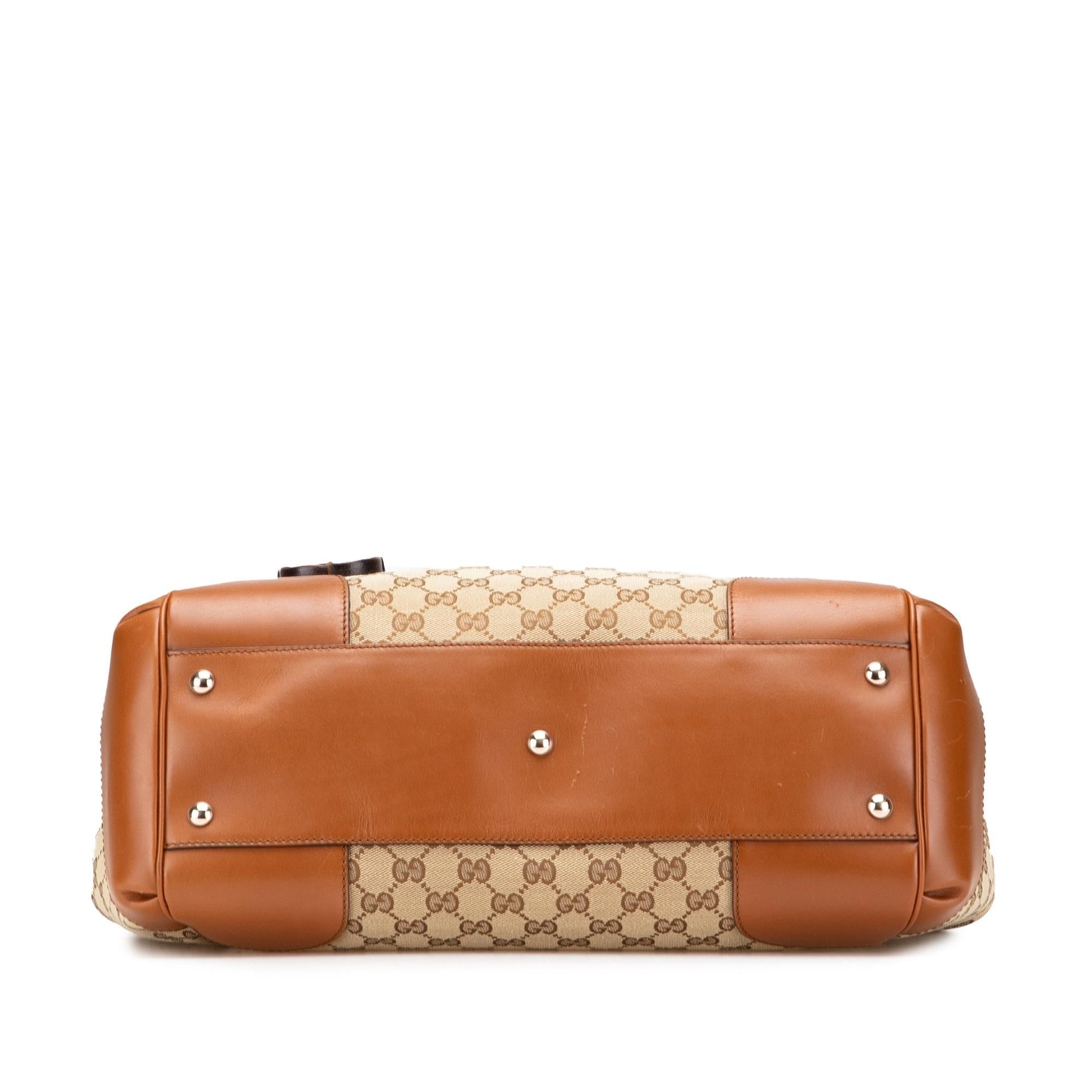 Gucci GG Brick Lane Canvas Calf Brown Medium Tote Bag