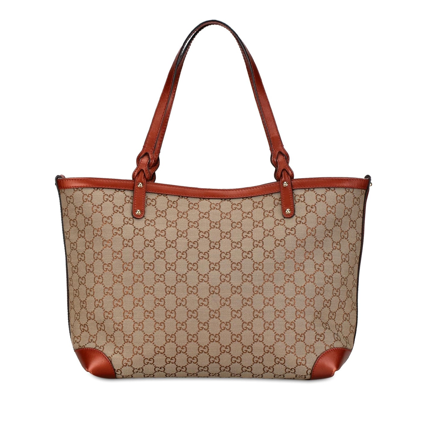 Gucci GG Craft SHG-VupmrD Canvas Calf Brown Medium Tote Bag