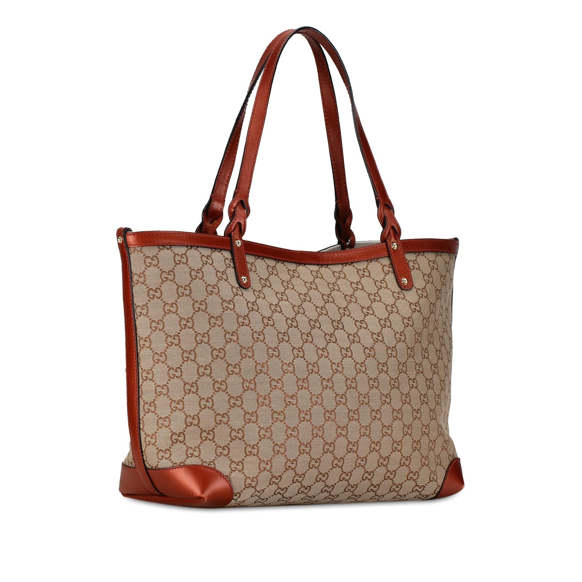 Gucci GG Craft SHG-VupmrD Canvas Calf Brown Medium Tote Bag