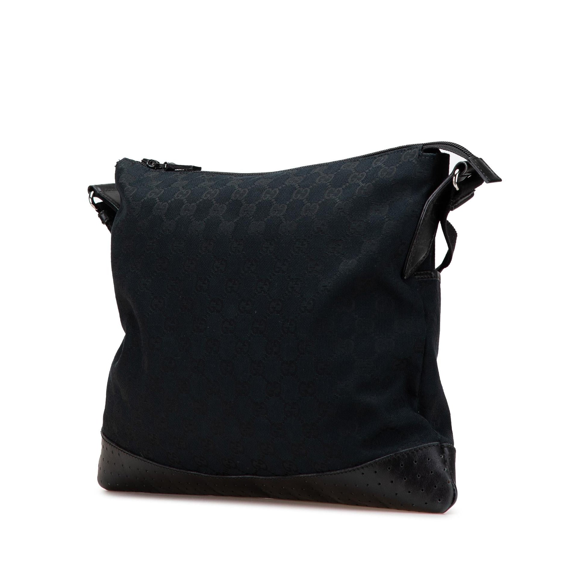 Gucci GG Canvas Calf Blue Medium Crossbody Bag
