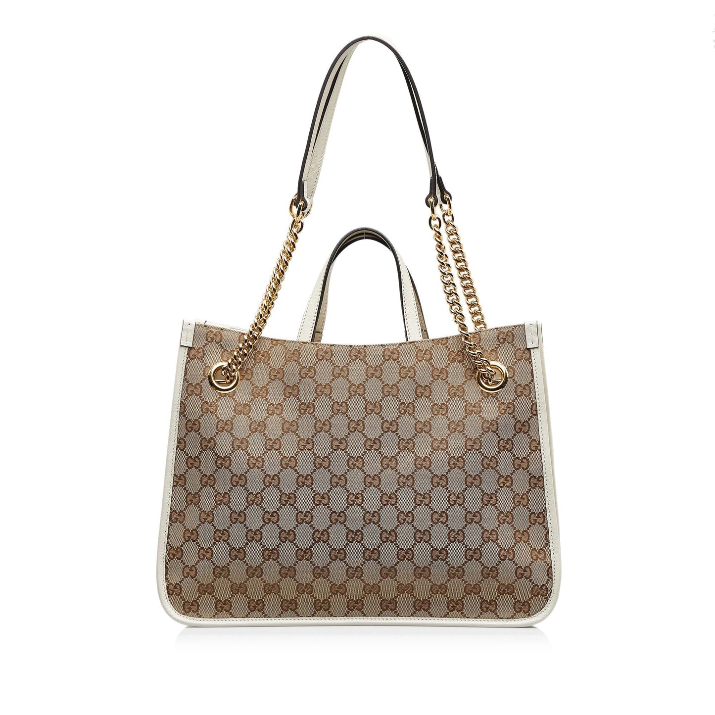 Gucci GG Horsebit SHG-vcUCLM Canvas Calf White Brown Tote Bag