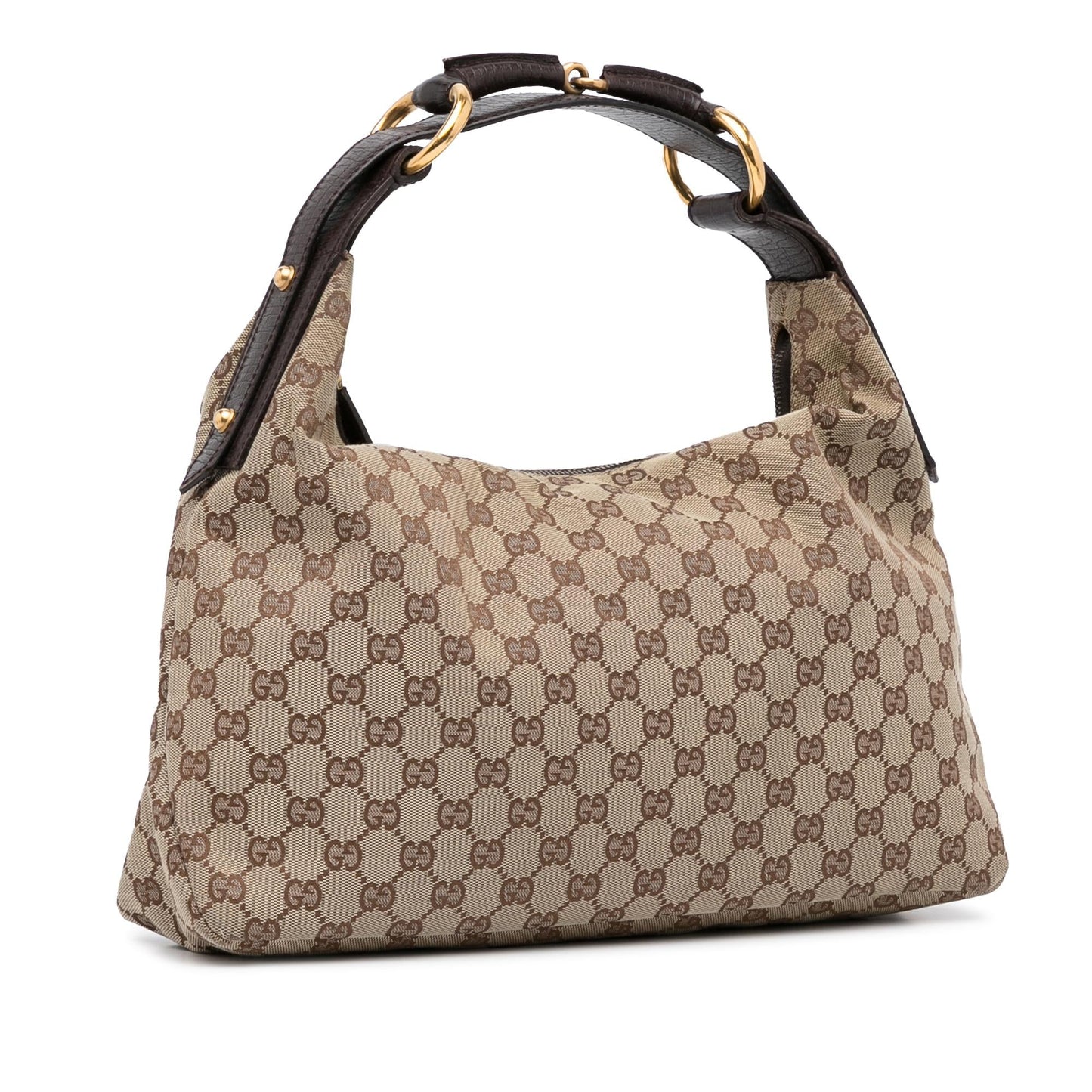 Gucci GG Horsebit SHG-EgWdH2 Canvas Calf Brown Medium Shoulder Bag