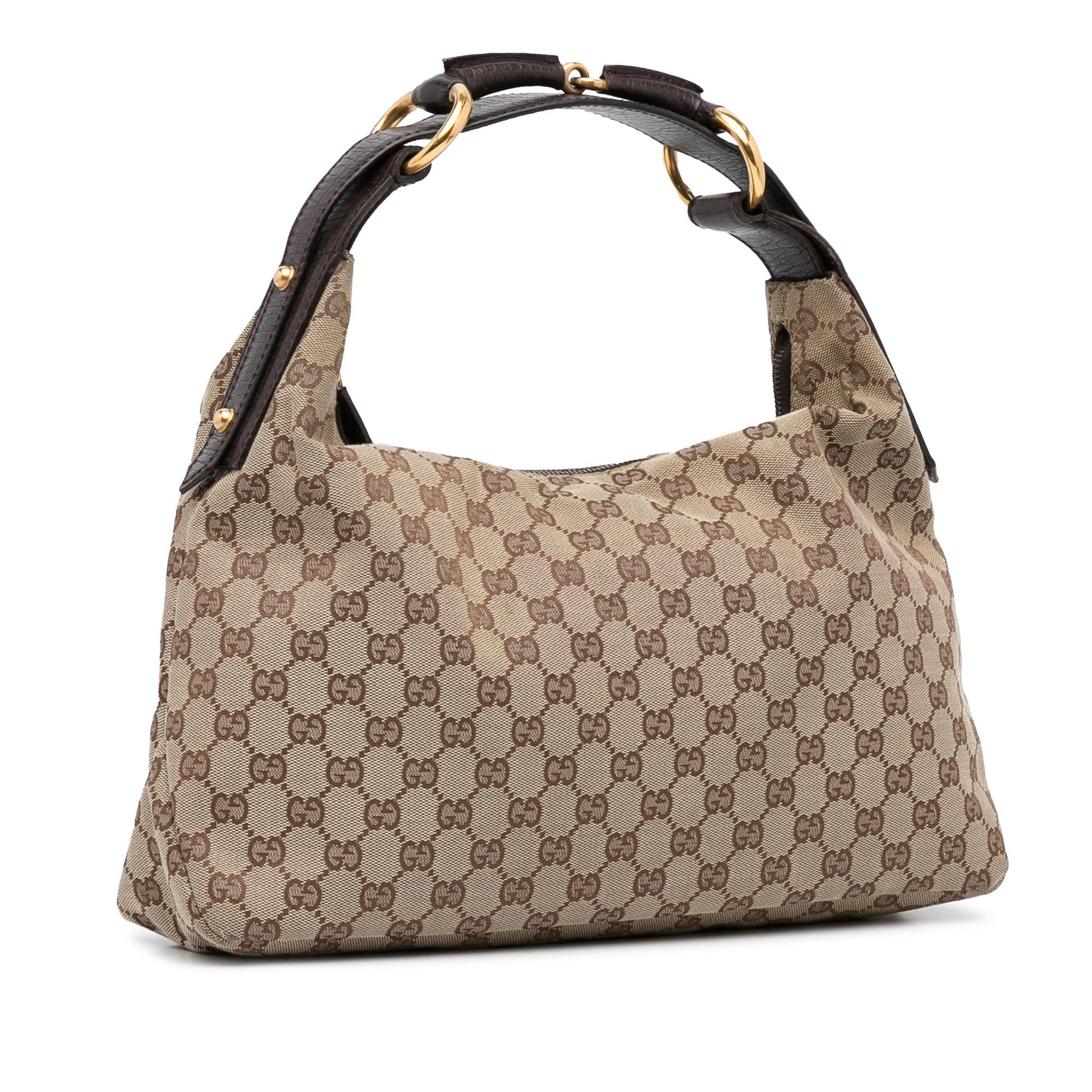 Gucci GG Horsebit SHG-EgWdH2 Canvas Calf Brown Medium Shoulder Bag