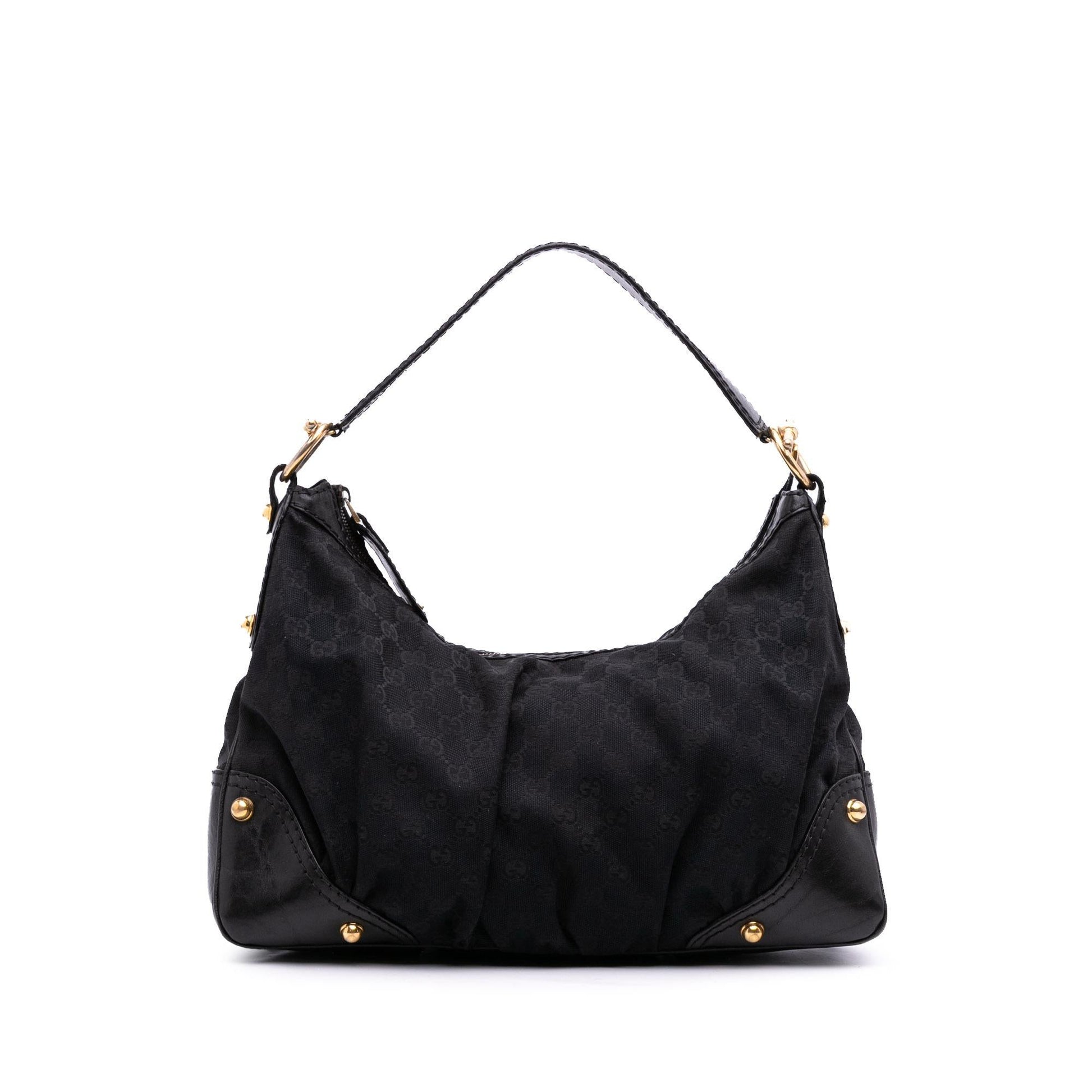 Gucci GG Jockey Canvas Calf Black Medium Shoulder Bag
