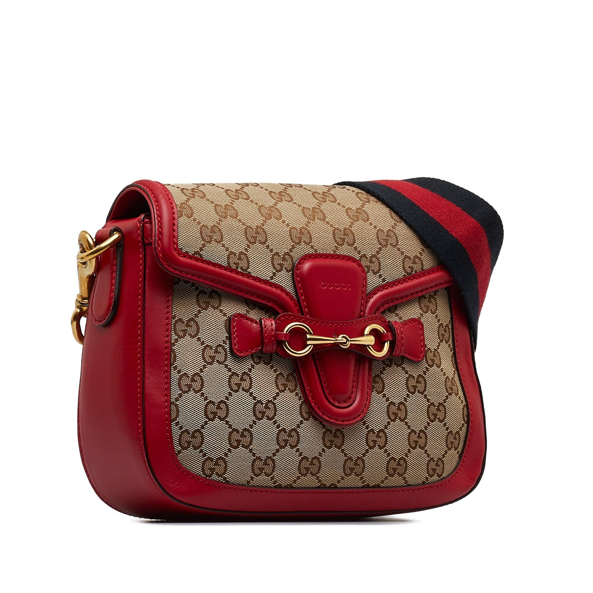 Gucci GG Lady Web SHG-hrPCbV Canvas Calf Brown Red Crossbody Bag