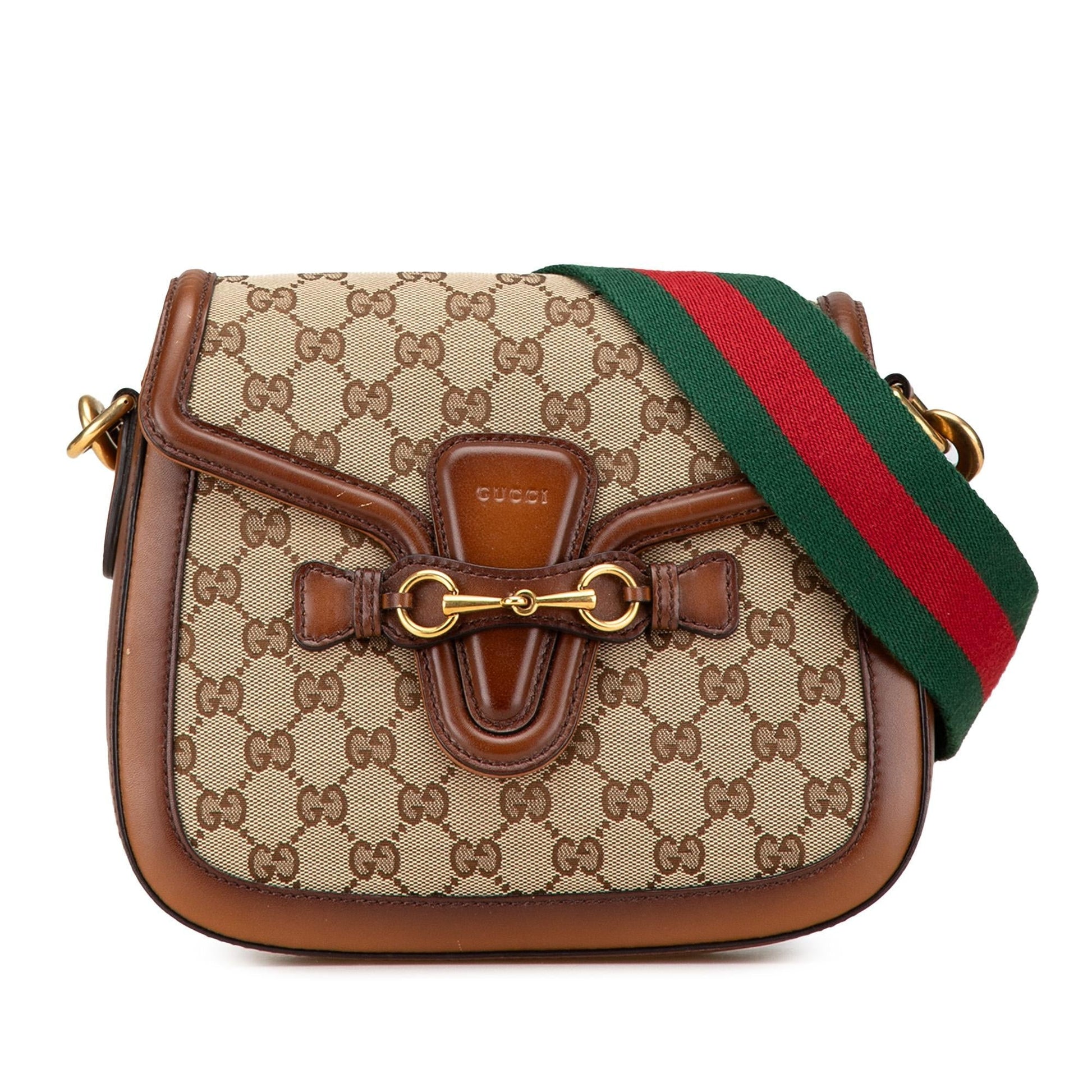 Gucci GG Lady Web Canvas Calf Brown Medium Crossbody Bag