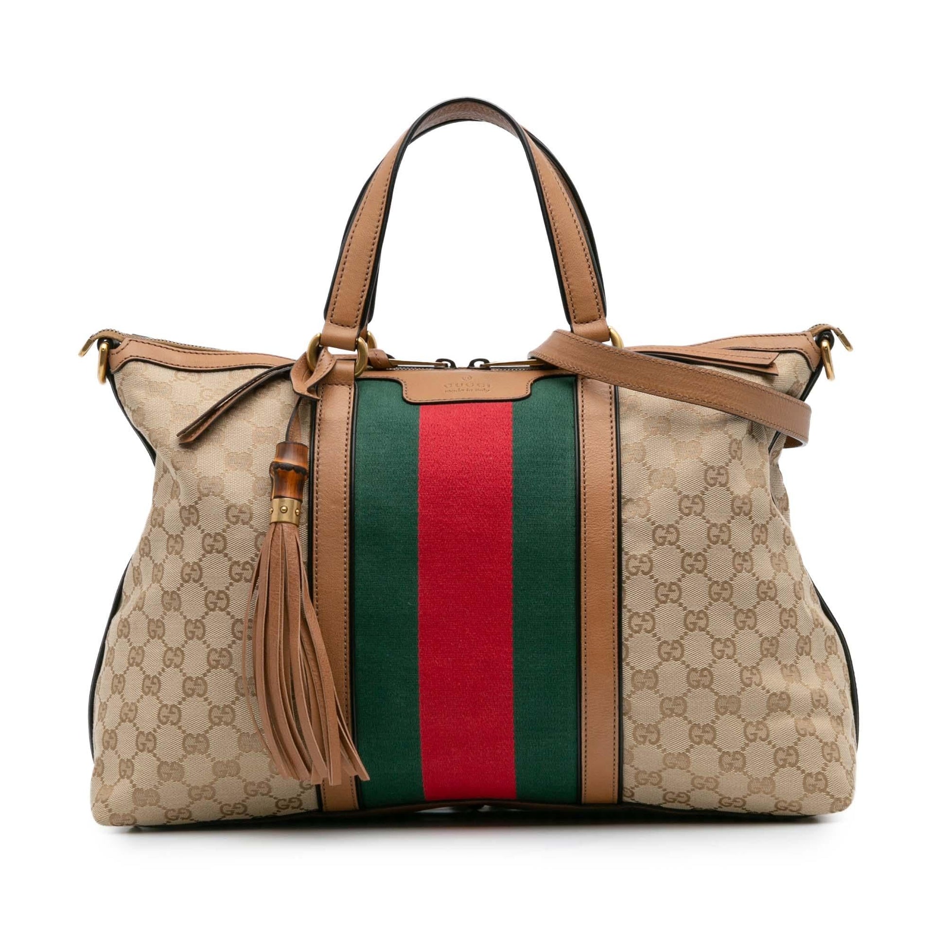 Gucci GG Rania Canvas Medium Top Handle Travel Bag Handle Bag