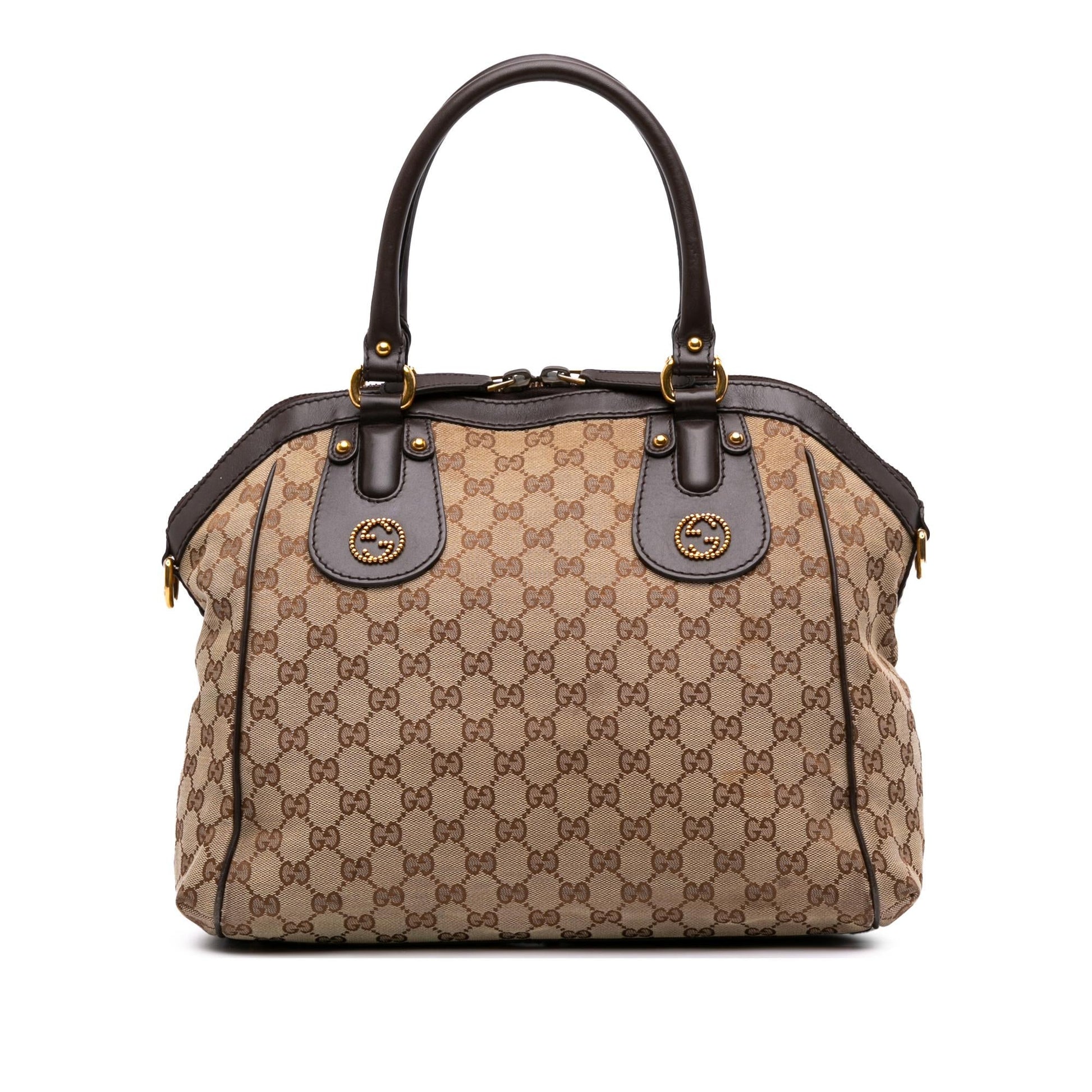 Gucci GG Scarlett Canvas Calf Brown Medium Satchel Bag Satchel 1