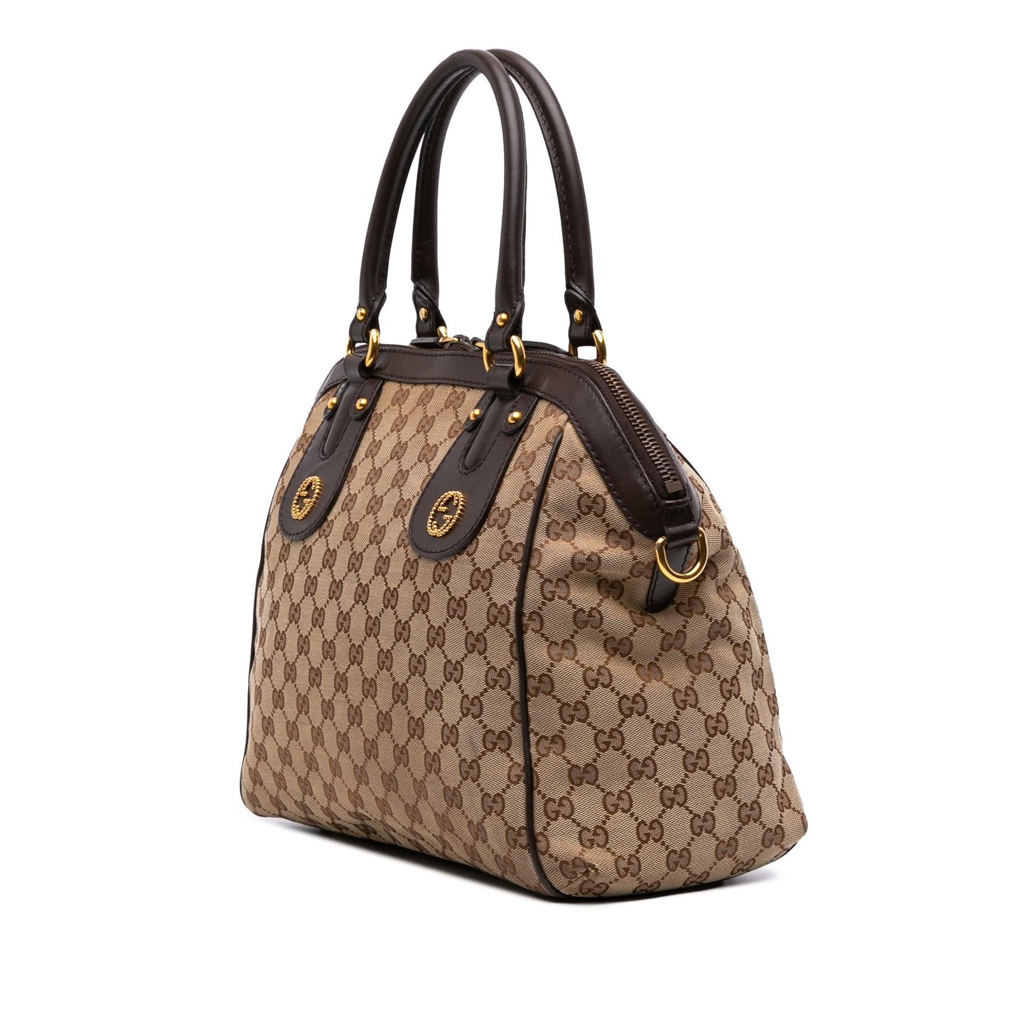 Gucci GG Scarlett Canvas Calf Brown Medium Satchel Bag Satchel 1