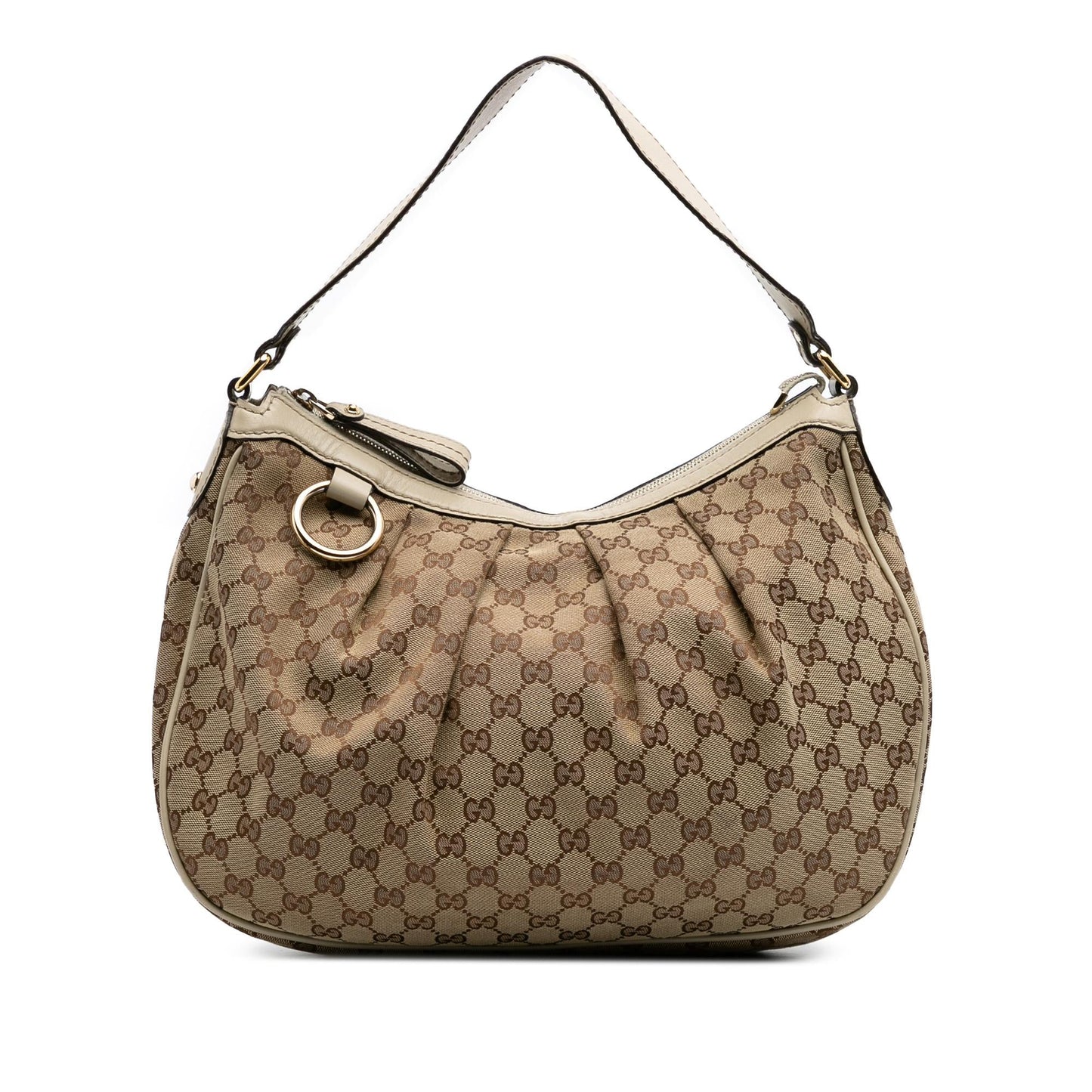 Gucci GG Sukey Canvas Calf White Brown Shoulder Bag