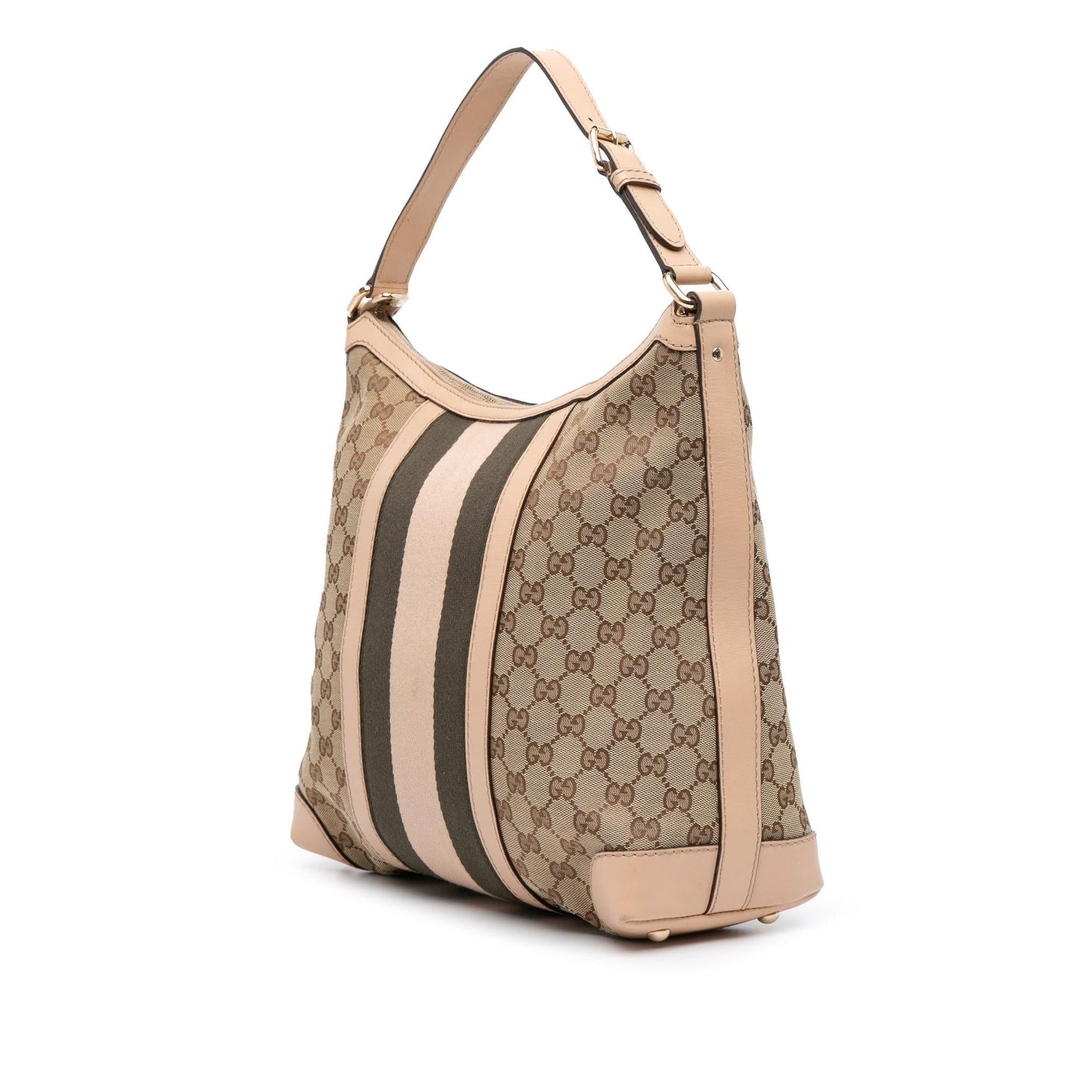 Gucci GG Web Canvas Calf Brown Medium Shoulder Bag Bag 1