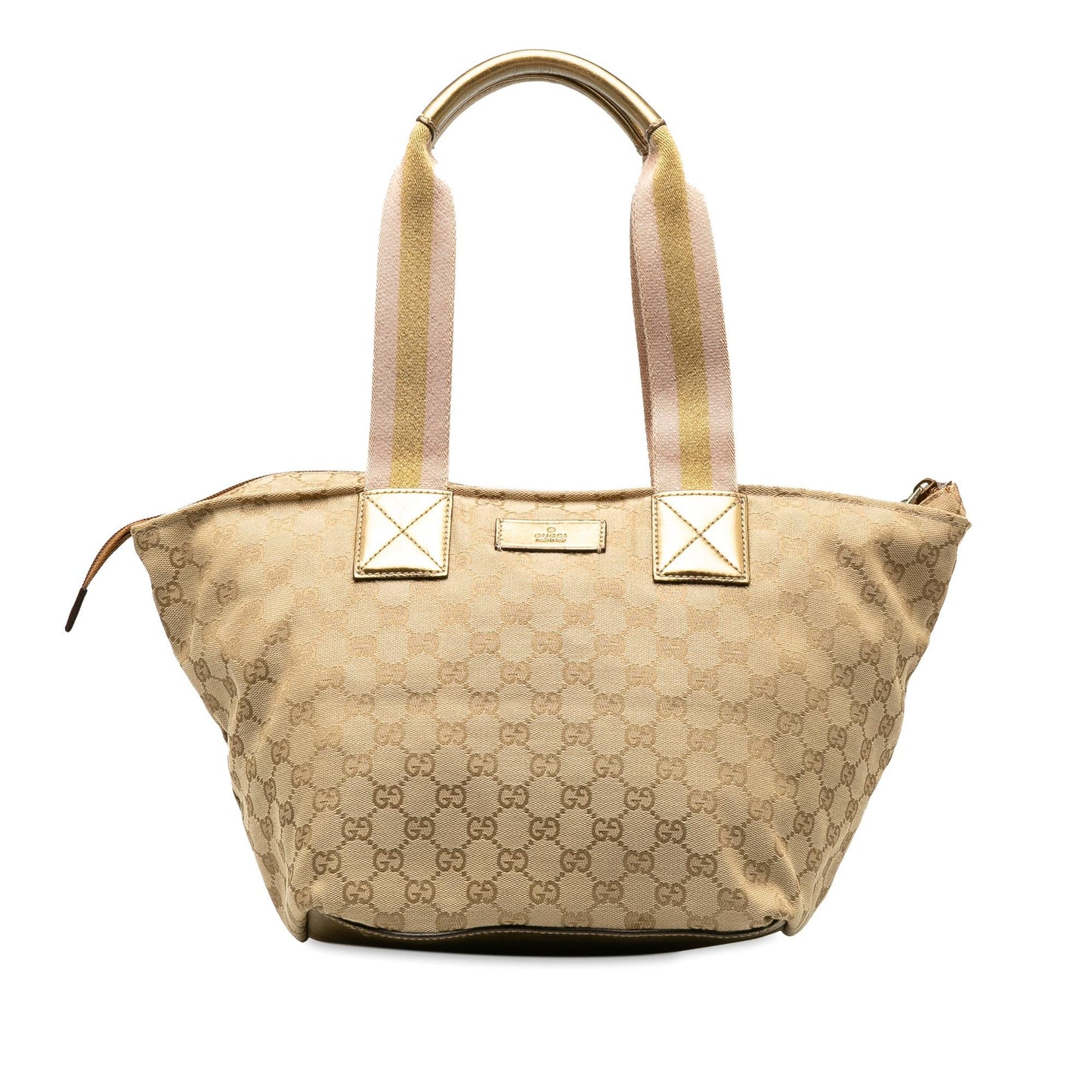 Gucci GG Web Zip SHG-kEKFuo Canvas Brown Medium Satchel Bag