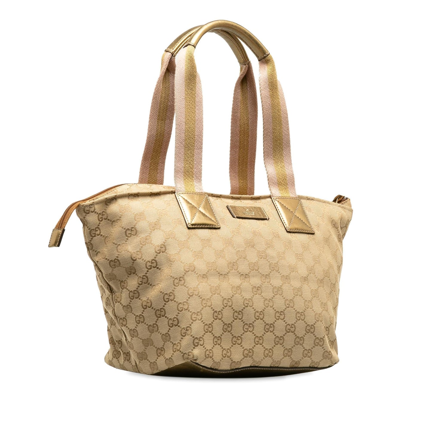 Gucci GG Web Zip SHG-kEKFuo Canvas Brown Medium Satchel Bag